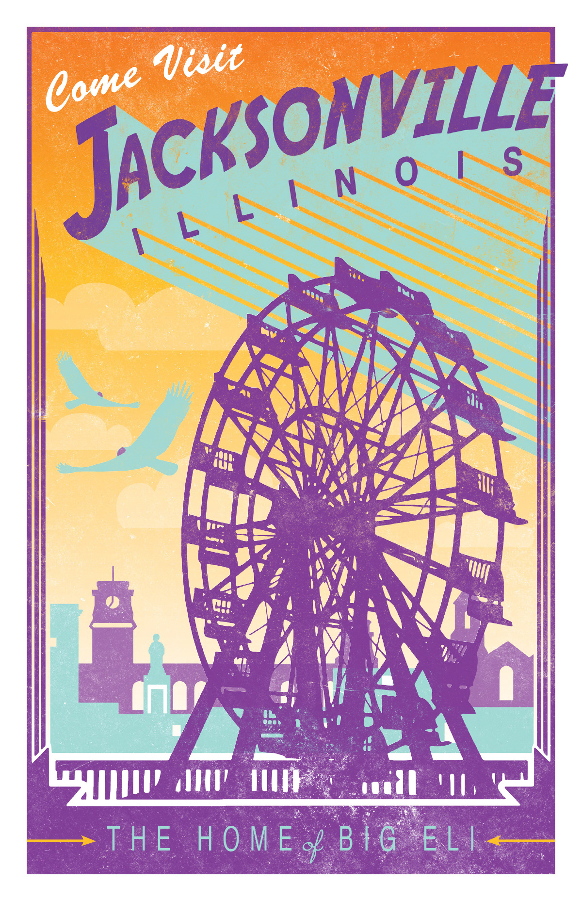 Jacksonville, IL Poster – Purple/Teal