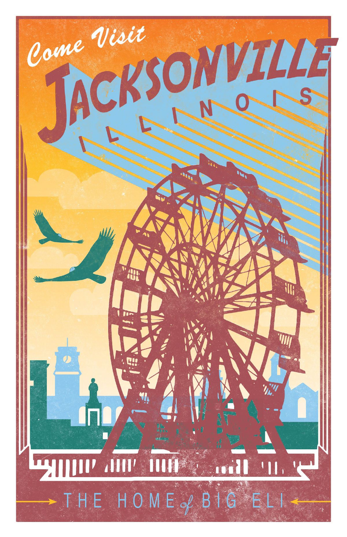 Jacksonville, IL Poster – Maroon/Blue