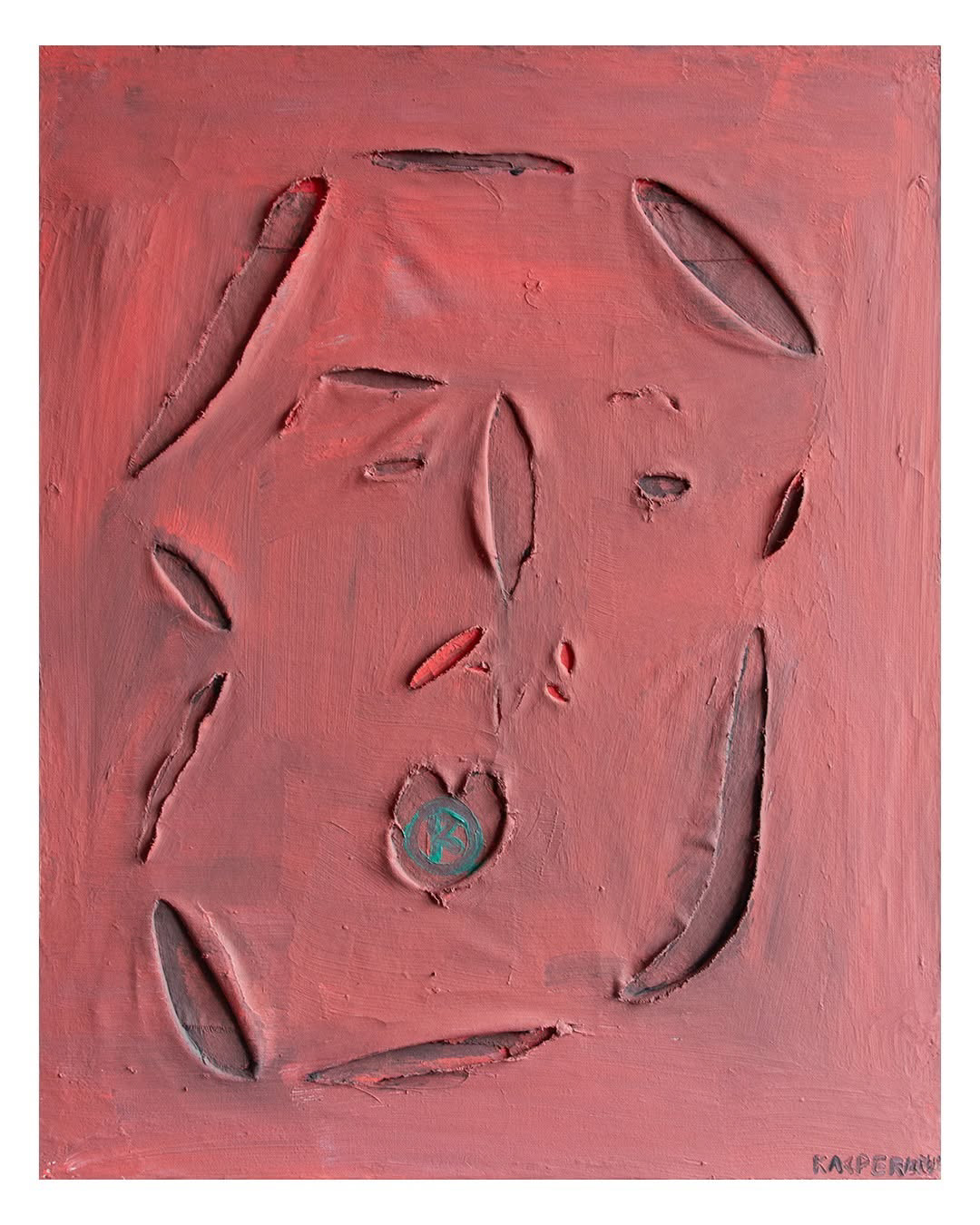 1050 PLN / "Twarz-c1" /50x40 cm farba akrylowa, pastel sucha na pociętym bawełnianym płótnie podklejonym kolejną warstwą płótna od spodu