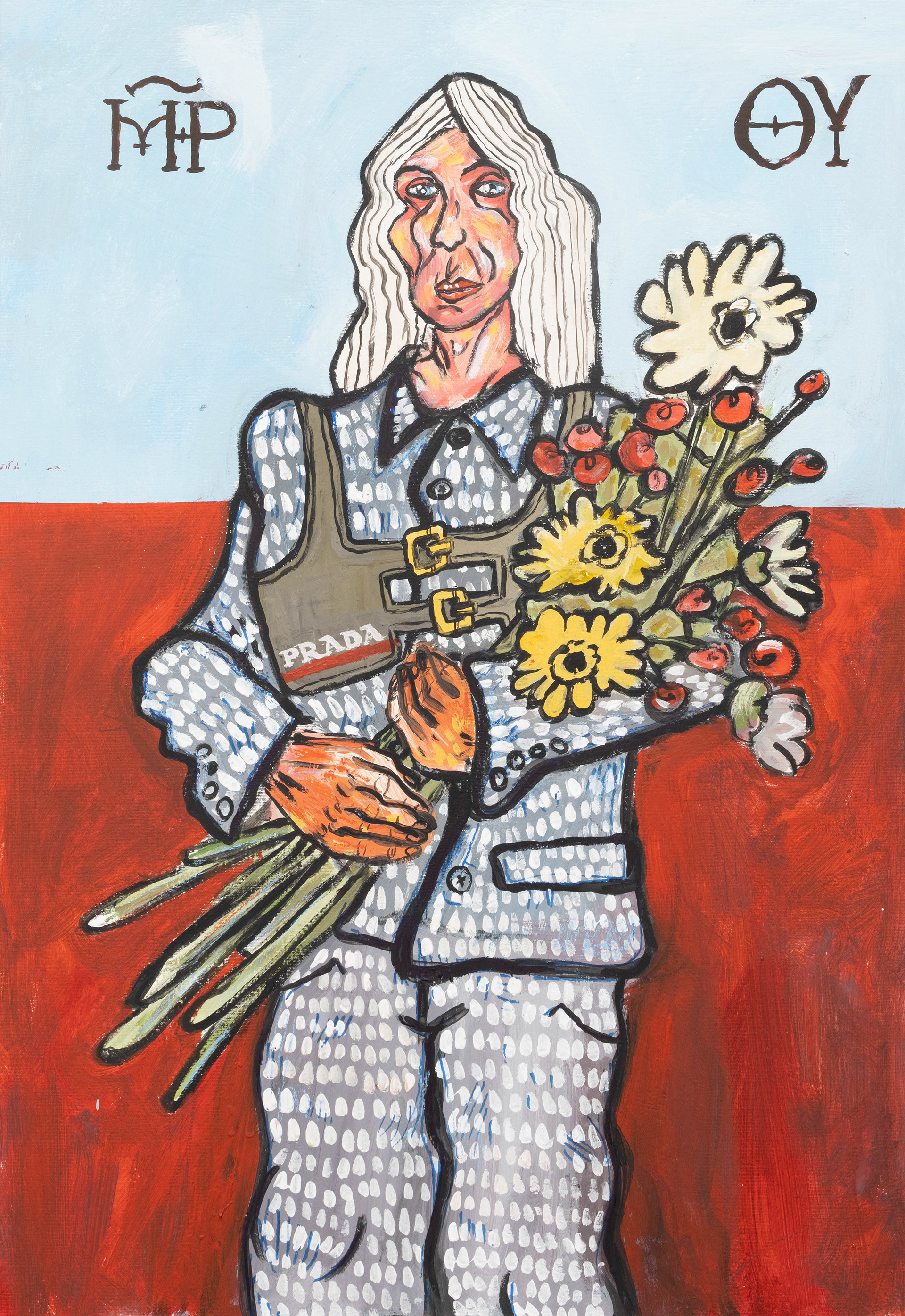 1250 PLN / 100x70 cm, "modern icon" ,Mixed Media on Canvas (acrylic, oil pastel, pencil, charcoal)