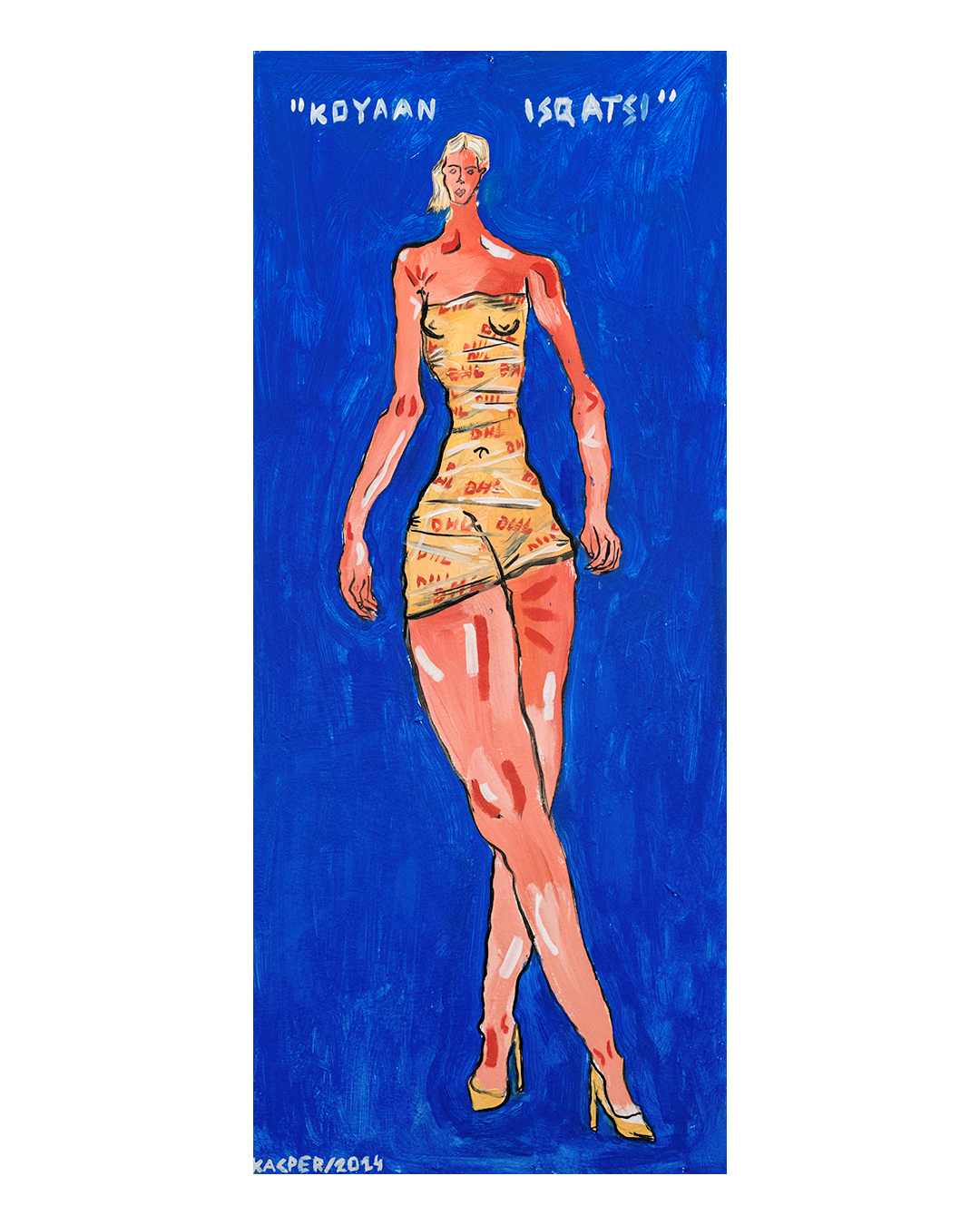 750 PLN / "KOYAANISQATSI" / 97x38 cm, farba akrylowa ,pastel sucha, pastel olejna ołówek, marker na drewnianej desce