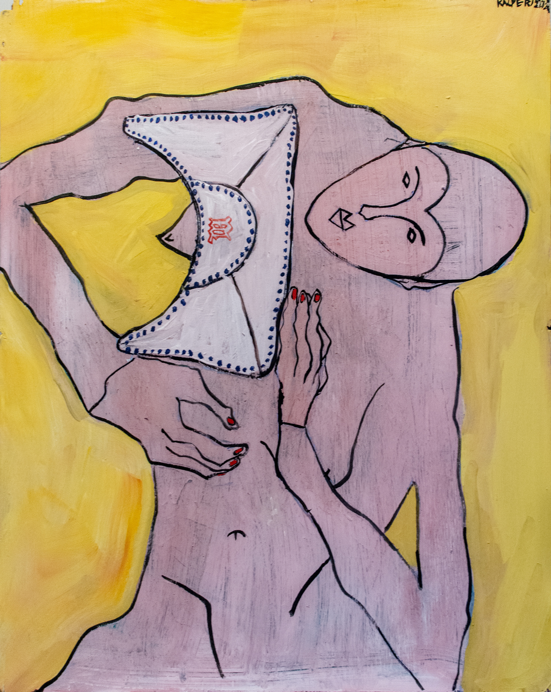 890 PLN / "kobieta, żona z torbą Ofelii" /72x54 cm farba akrylowa, węgiel, pastel olejna, pastel sucha na drewnianej dykcie