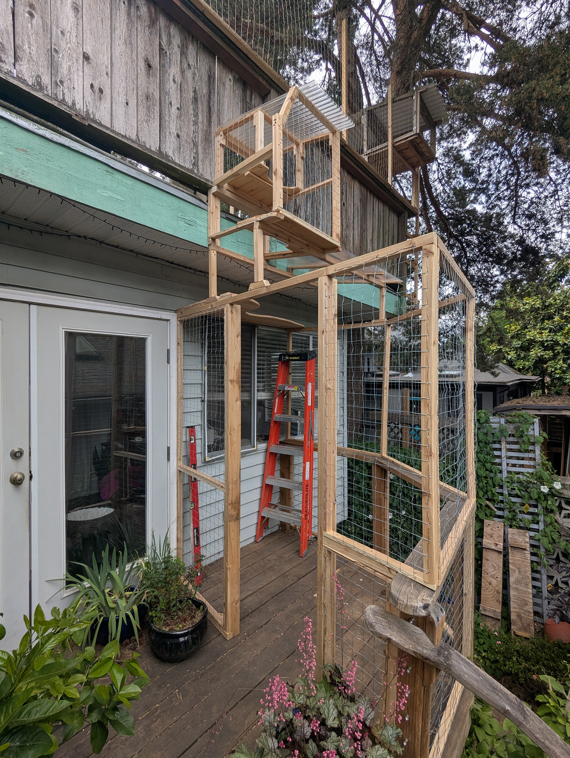 We had a small deck that could accommodate additional catio infrastructure...