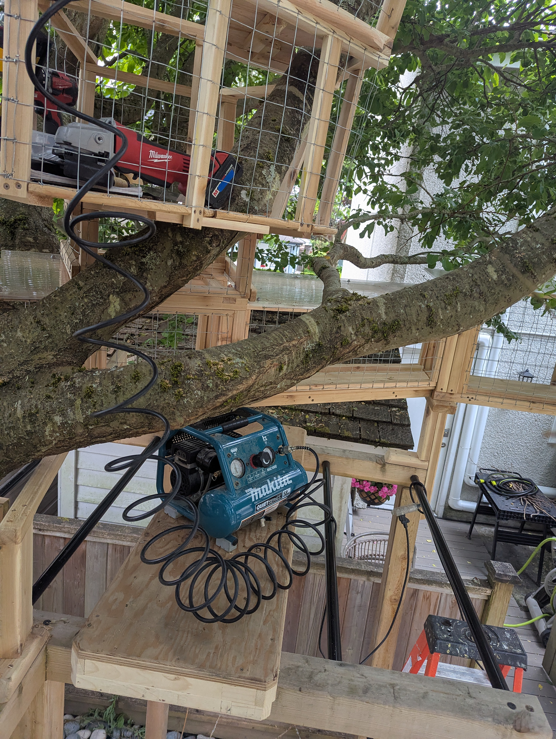 I had to build a special platform in order to work in the tree.