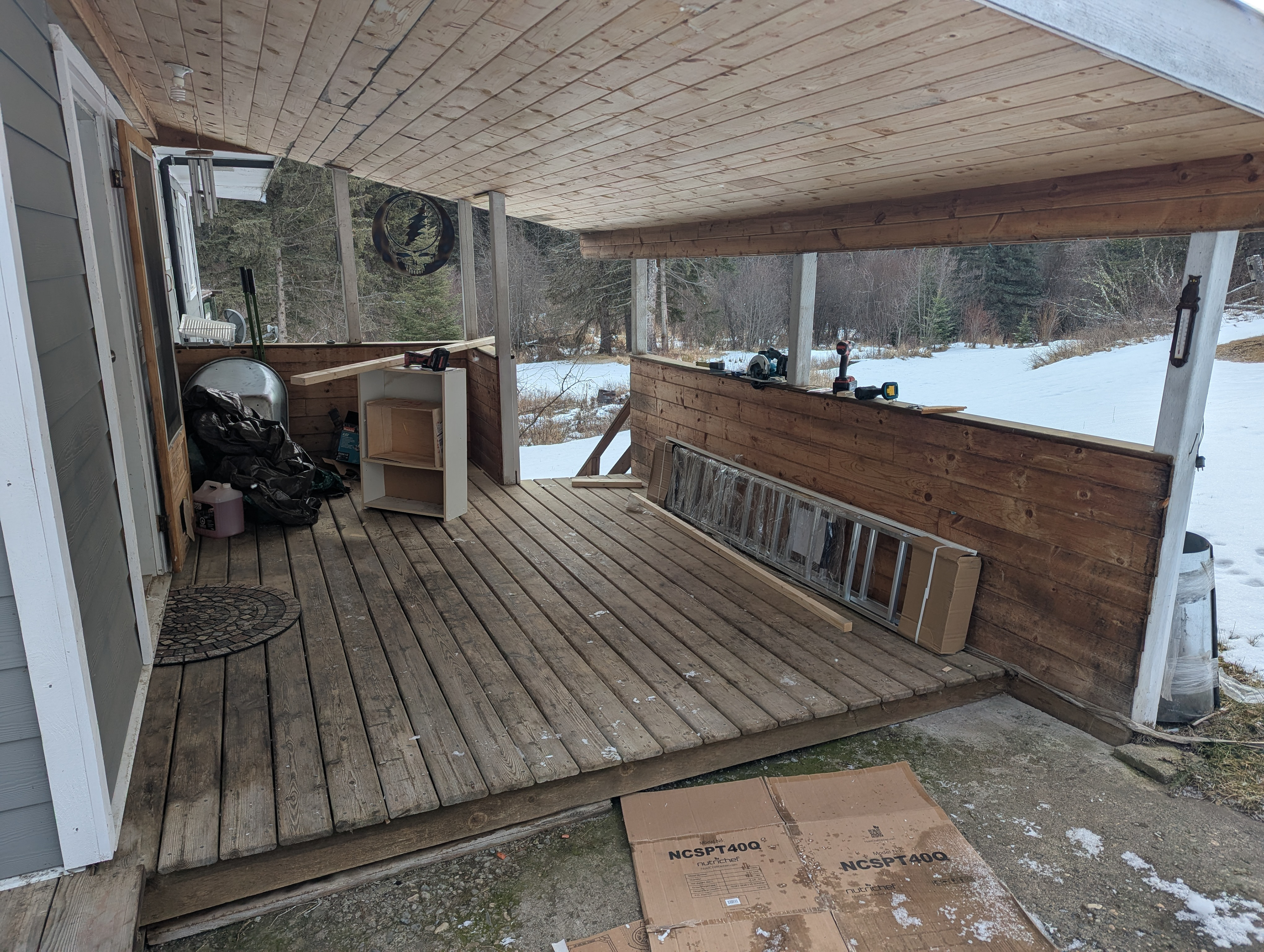 We had the idea to catioify this porch but I didn't have many tools and the closest hardware stores weren't close by. So we decided to see what I could come up with.