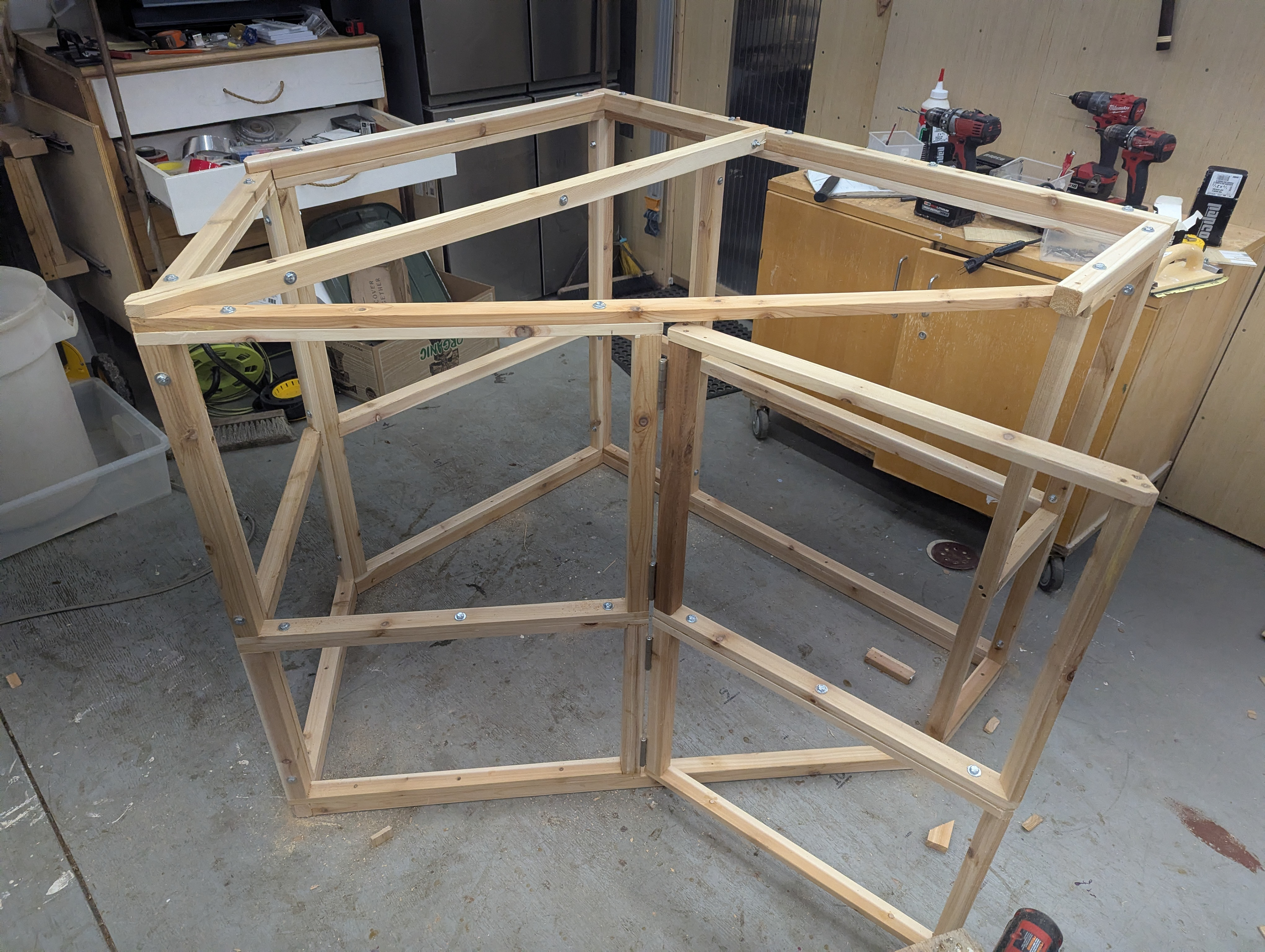 This catio had to be a very particular shape in order to conform to strata regulations.