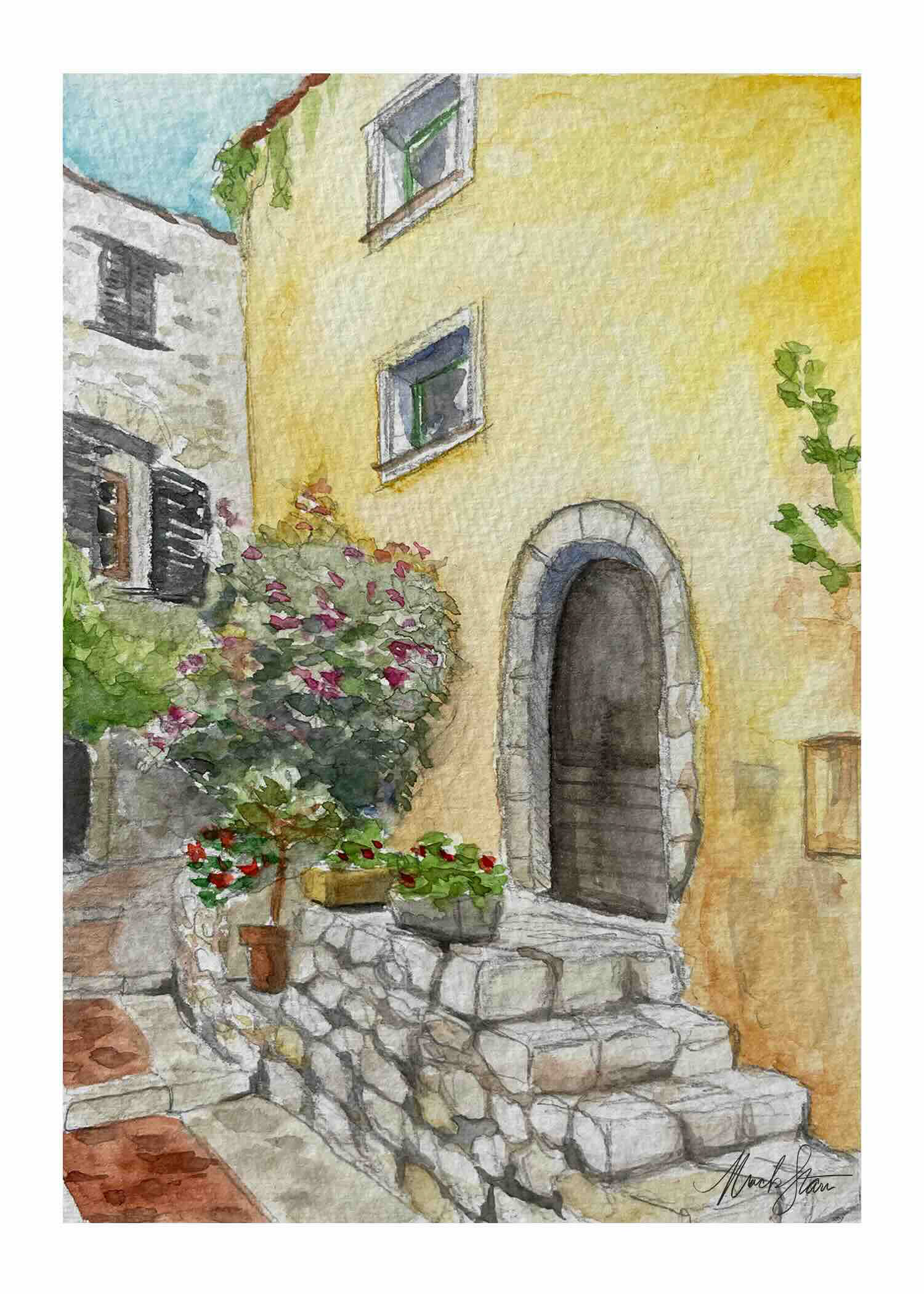 Steps of Eze, aquarelle, 2023.