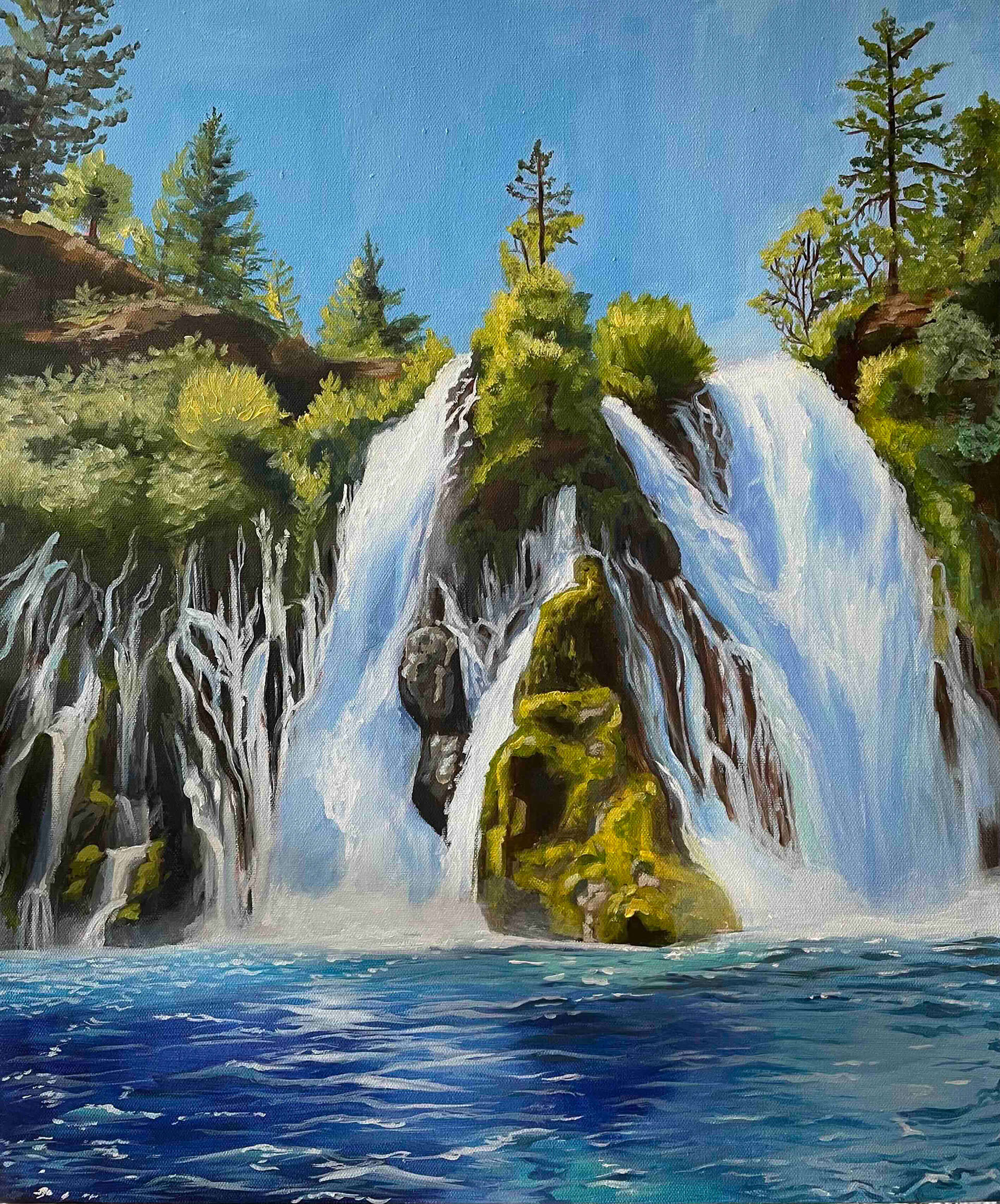 Burney Falls, huile sur toile, 2021.