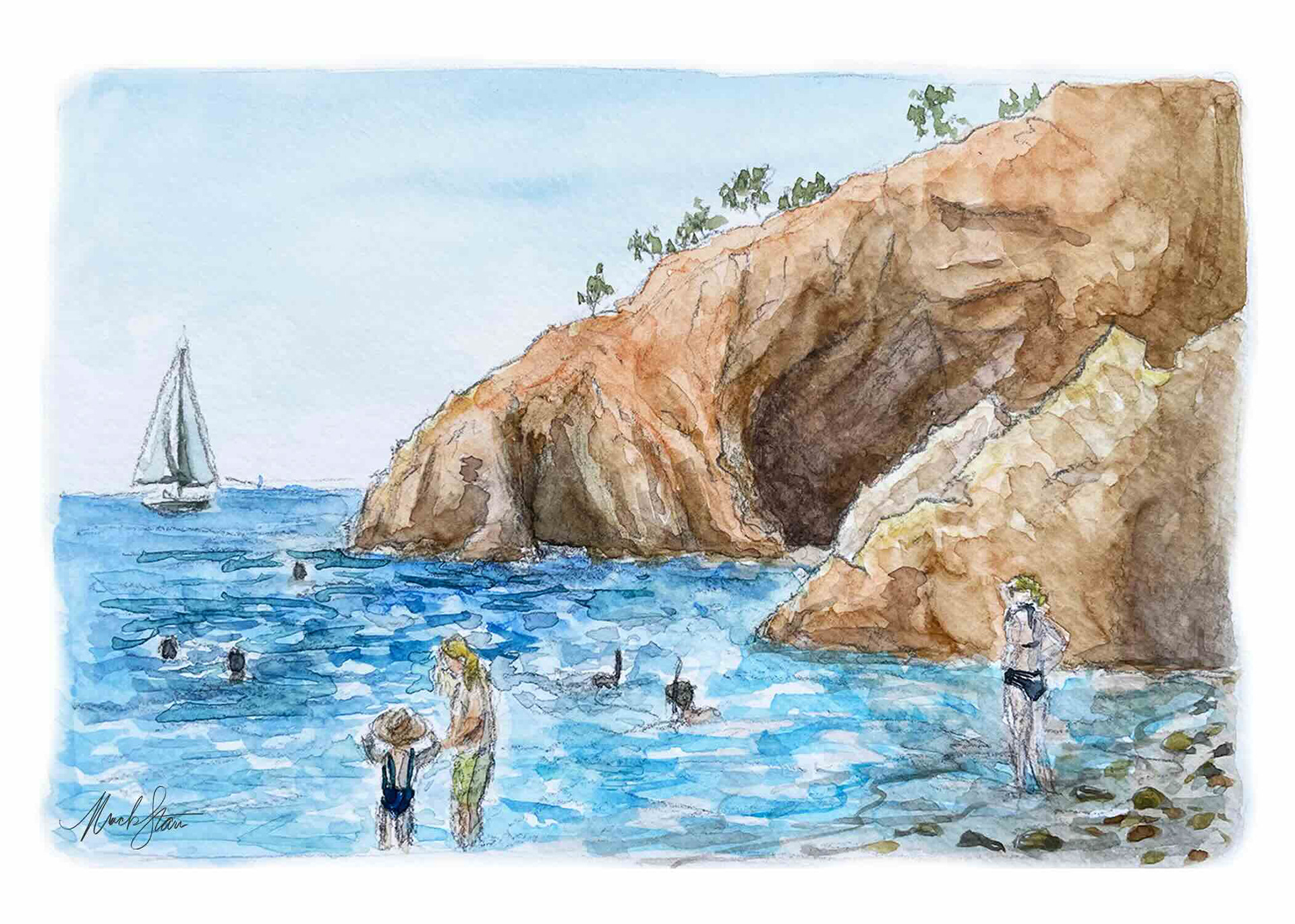 Été à Saint-Raphaël, aquarelle, 2023.