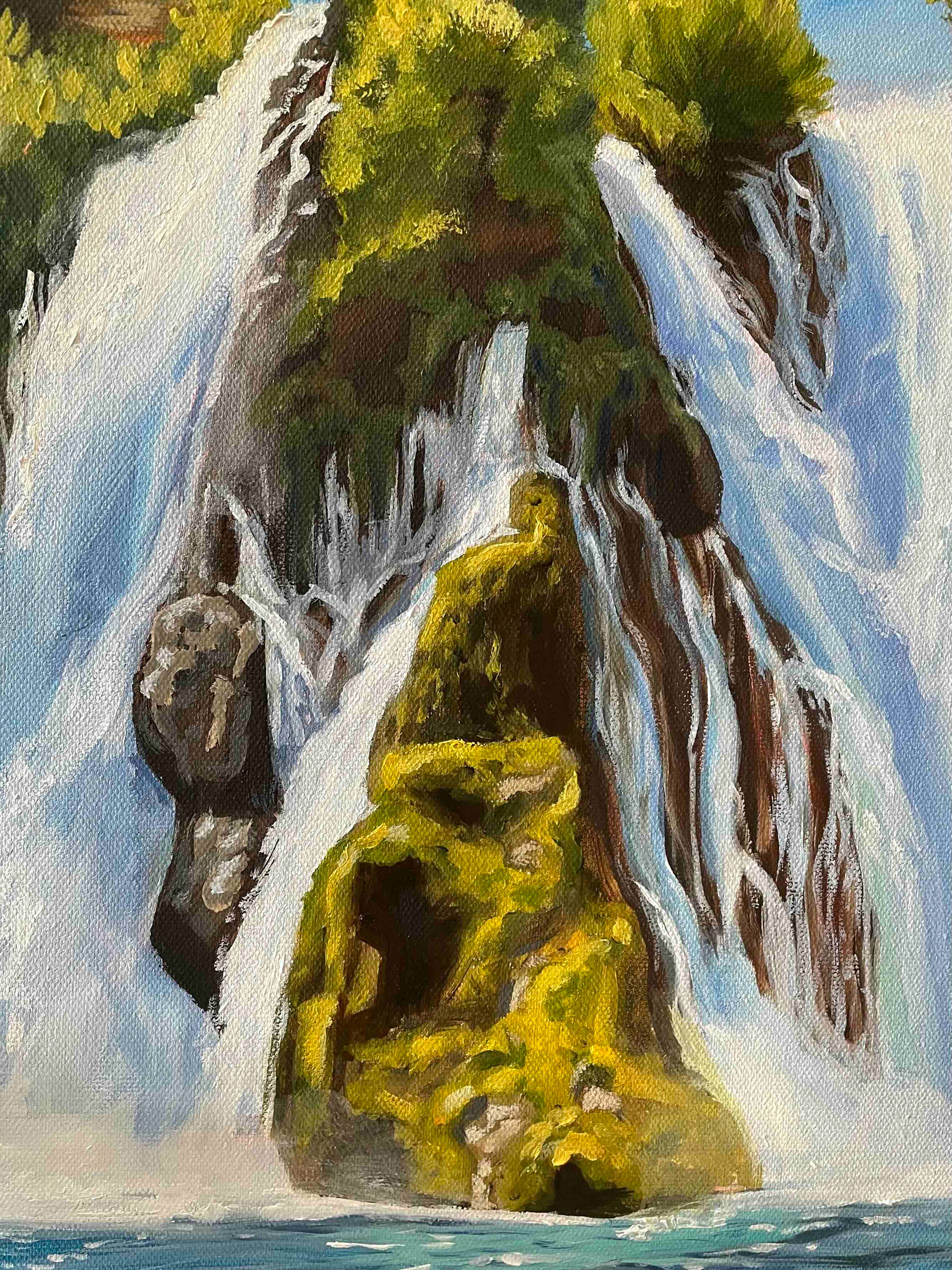 Détail - Burney Falls, huile sur toile, 2021.