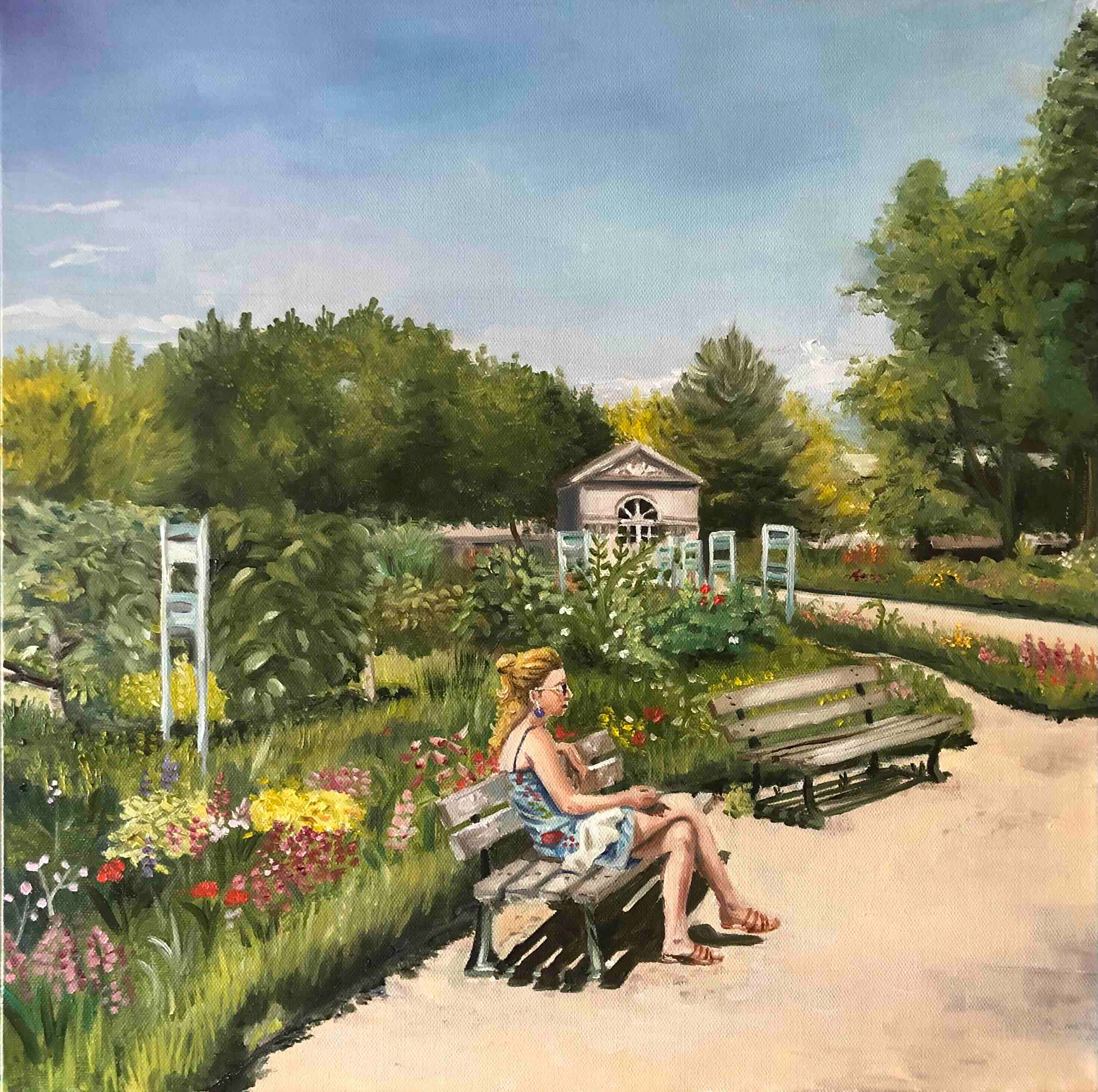 Summer in Dijon, huile sur toile, 2021.