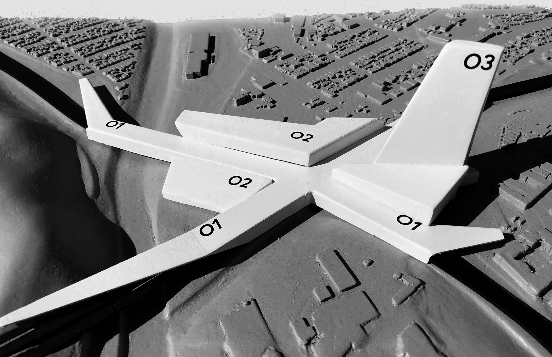 Site model, initial massing concept