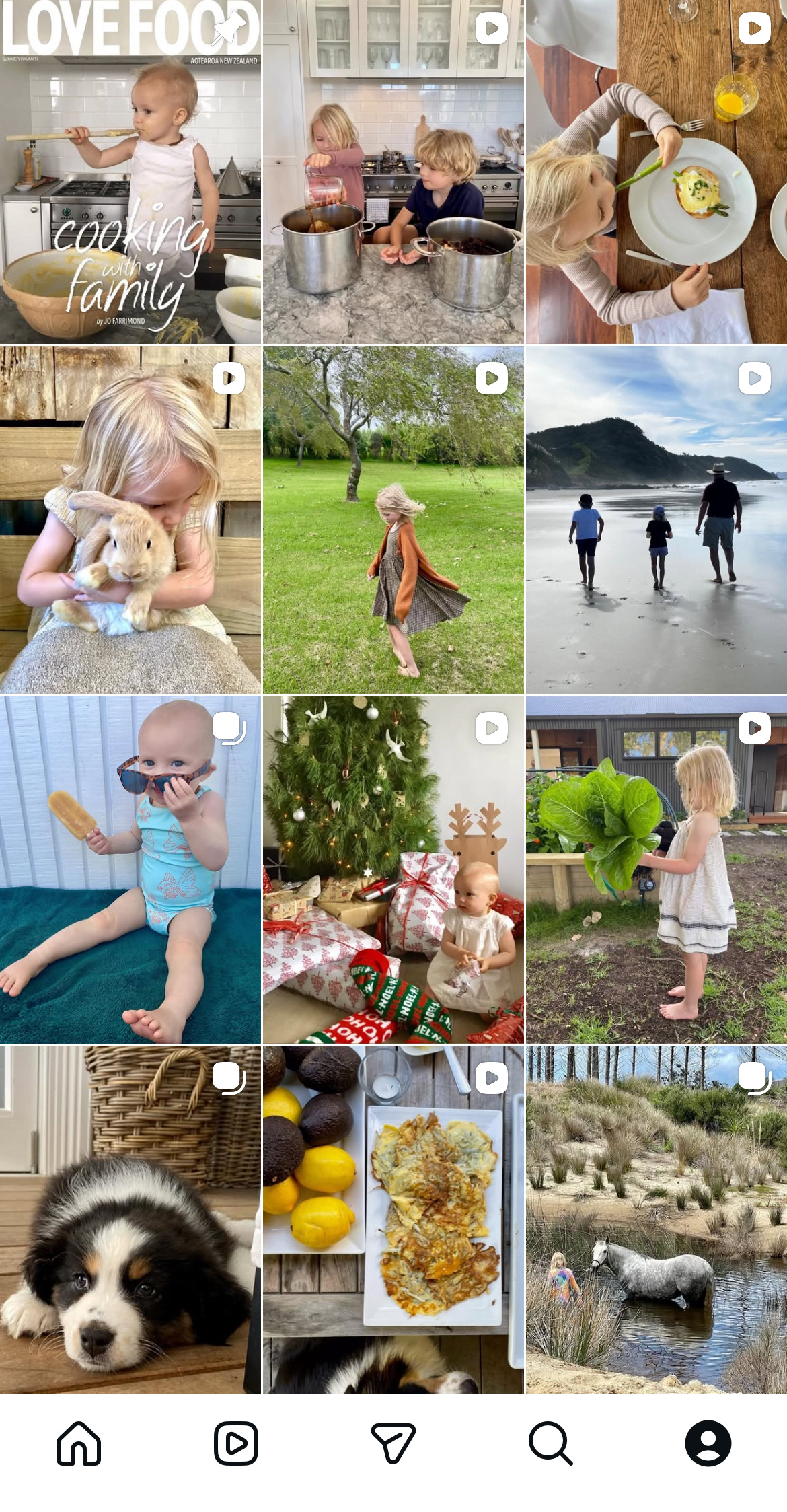 Love Food Instagram grid by Jo Farrimond featuring her daughter Charlie (Charlton) and son Teddy Farrimond