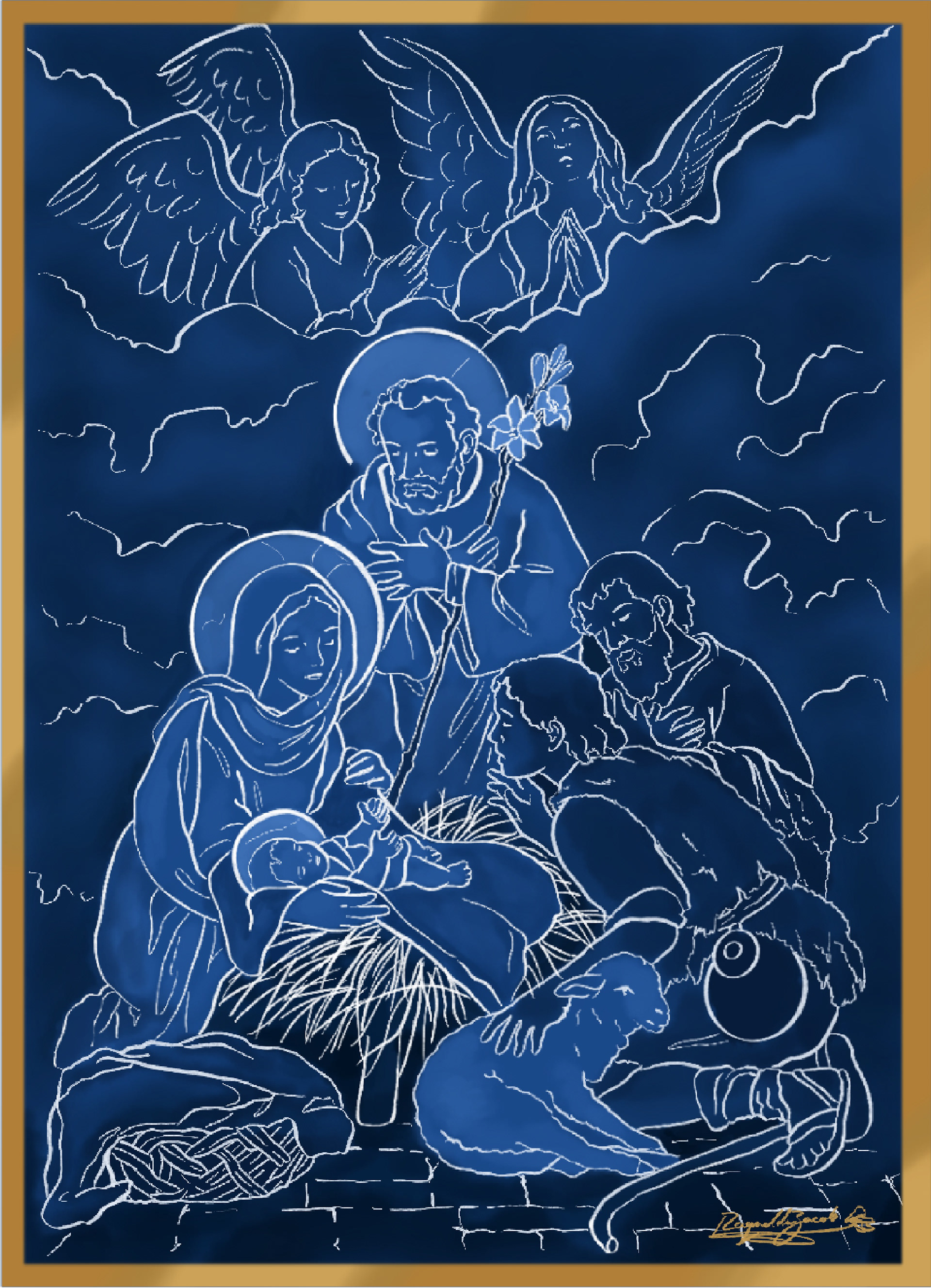 Blue Nativity – Postcard