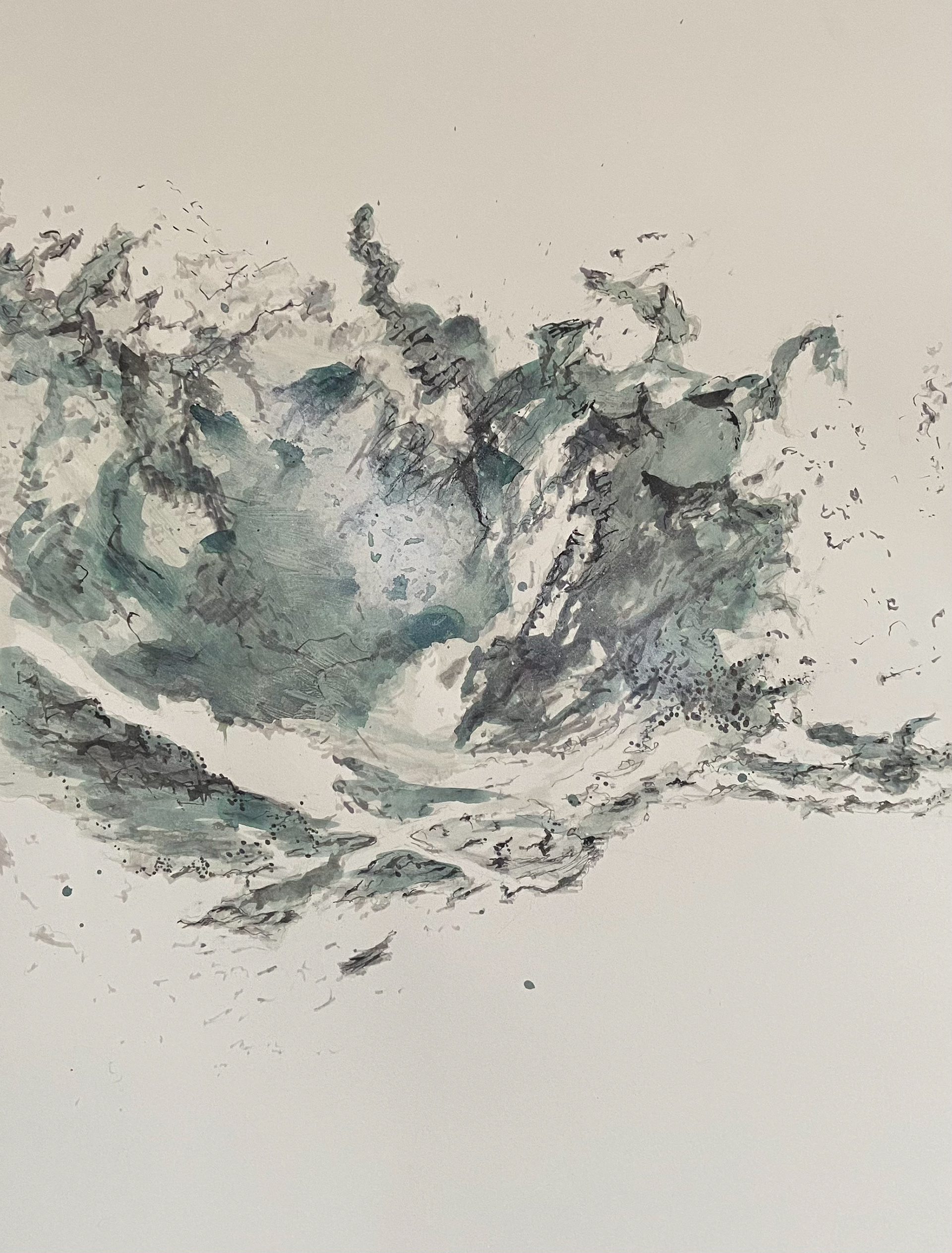 12/2/21 'SET XIV 49x60cm (Pencil, oil paint, marker pen, spray paint and ink on paper)