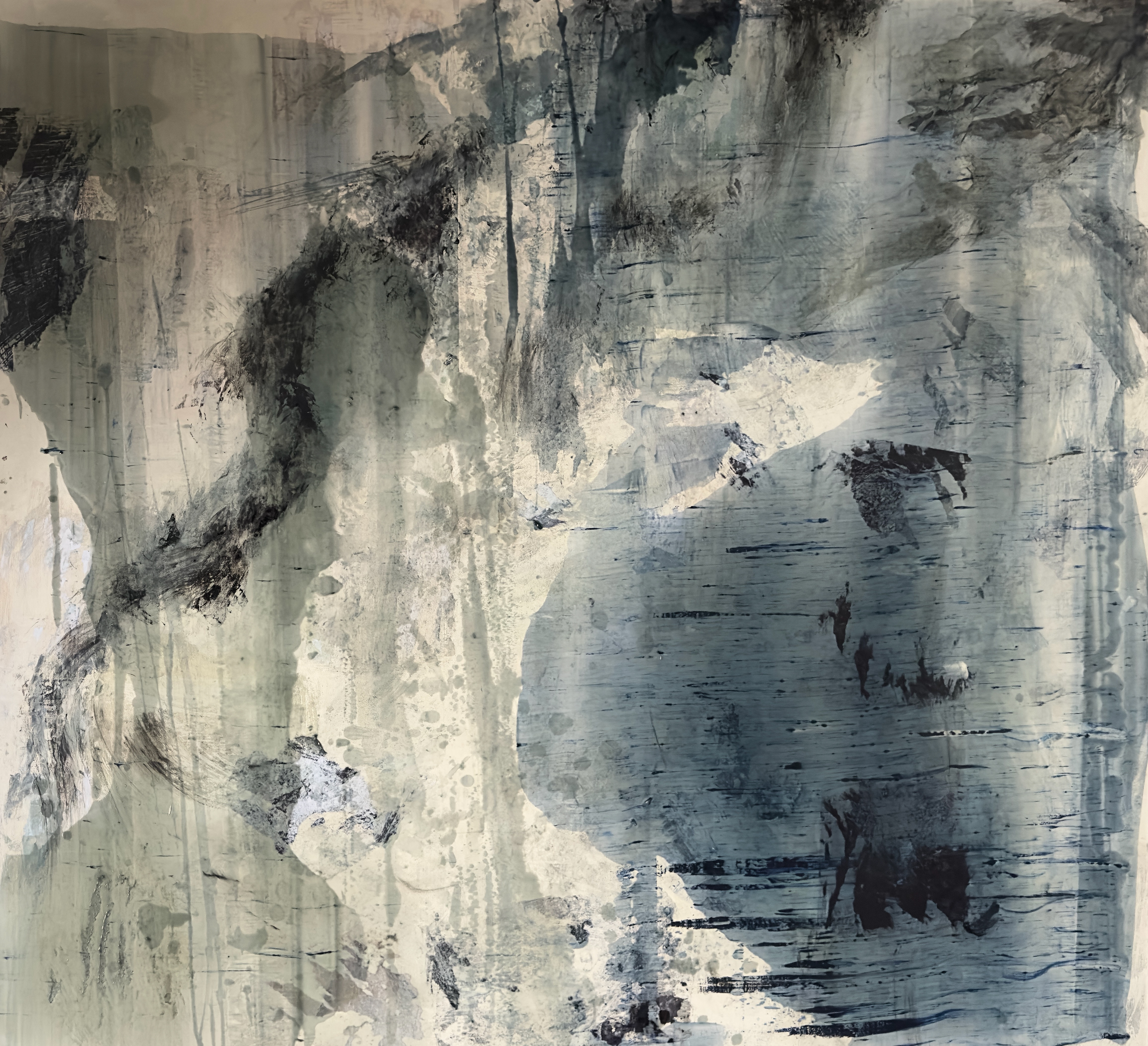 XI Oil and image transfer on canvas 124cm x 123cm