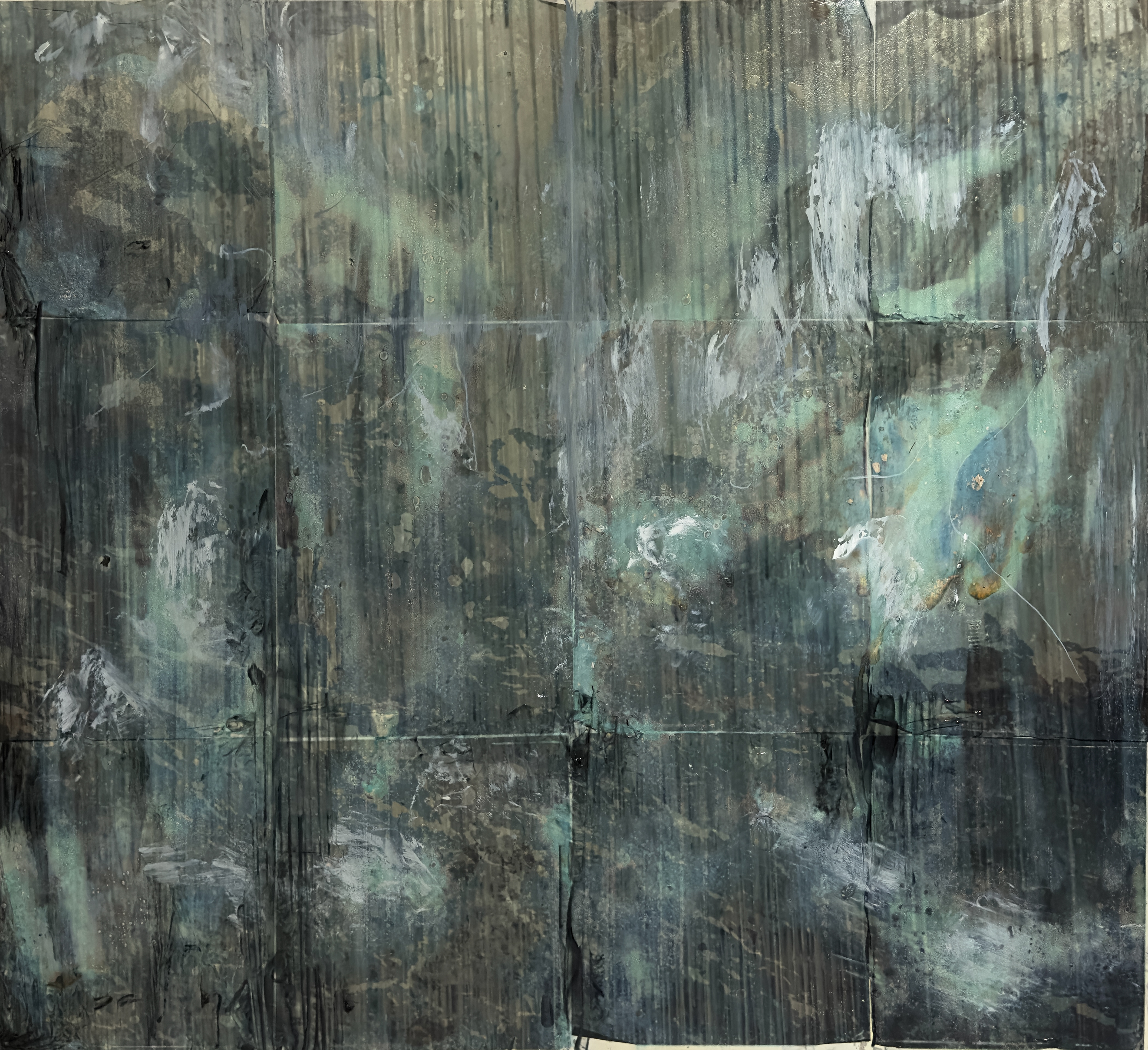 XII Oil and image transfer on board  74cm x 67cm