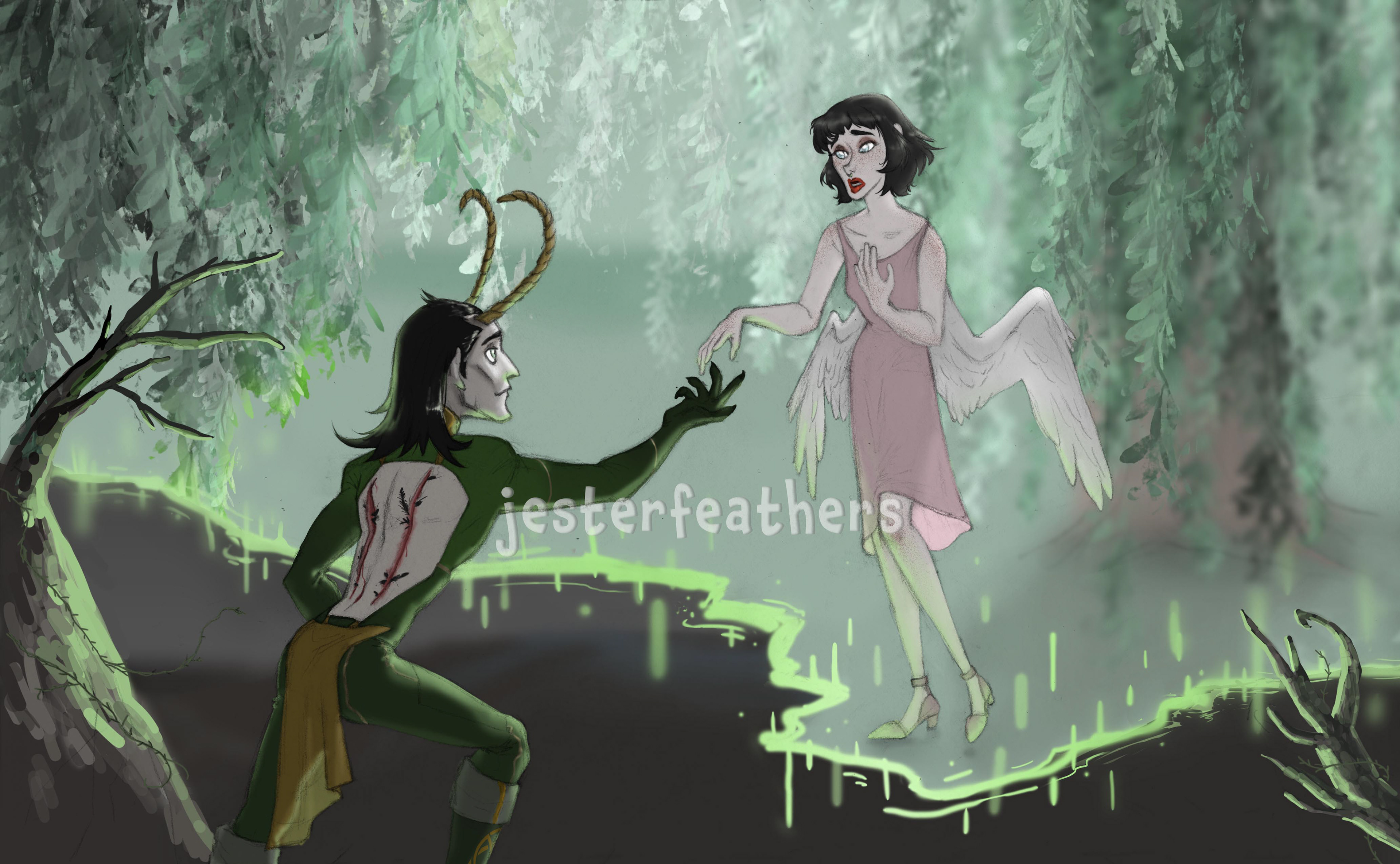2 full bodies + color + full picture background