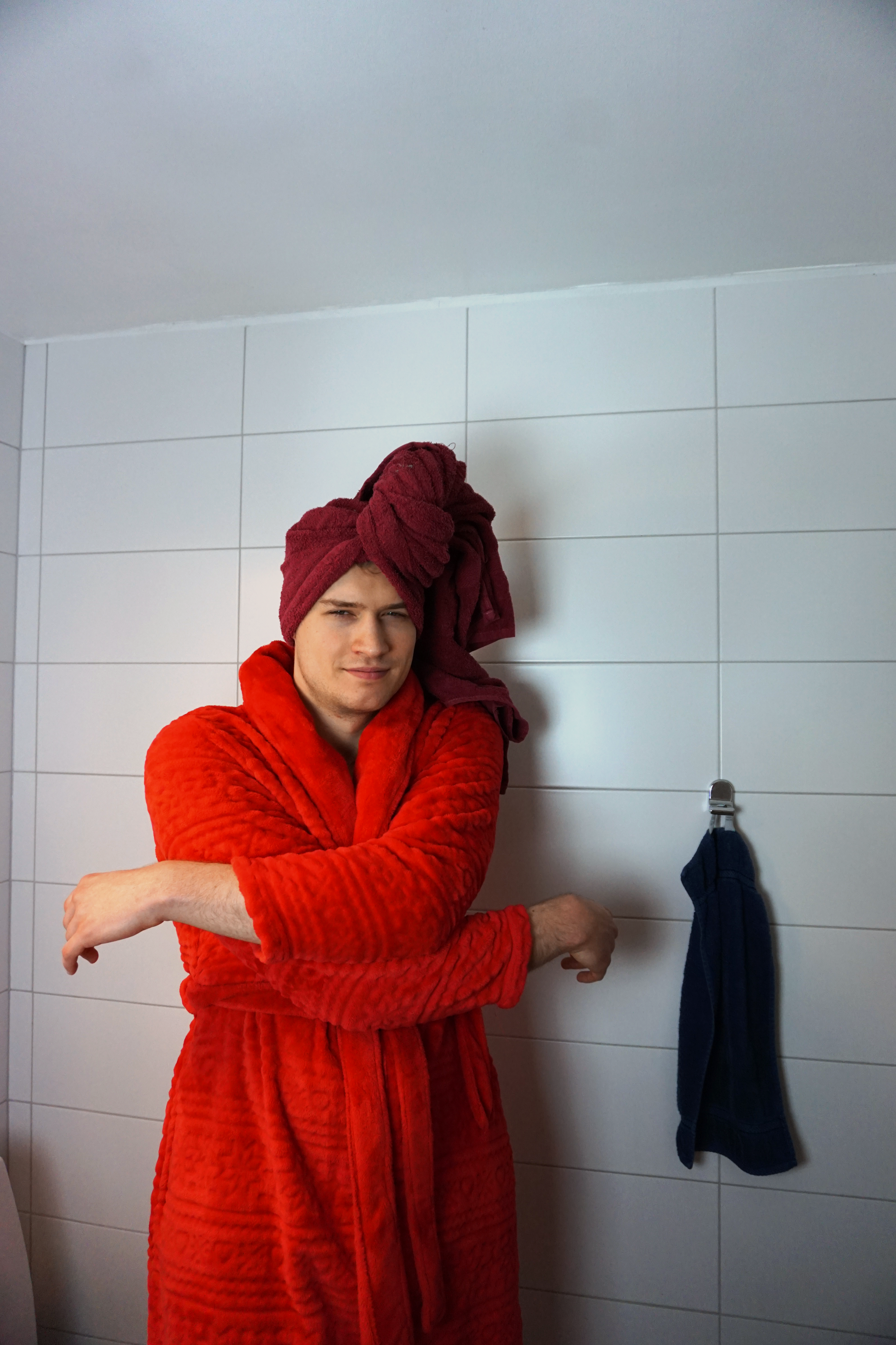 Blob of raw batter. (the raw image..not the model, he is cute!)