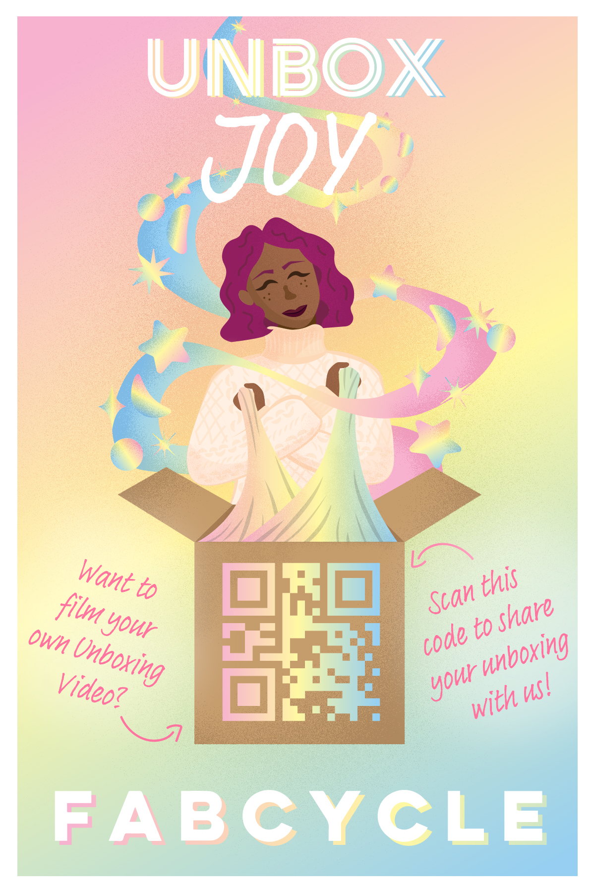 Postcard for packing with orders front which has a qr code for customer engagement