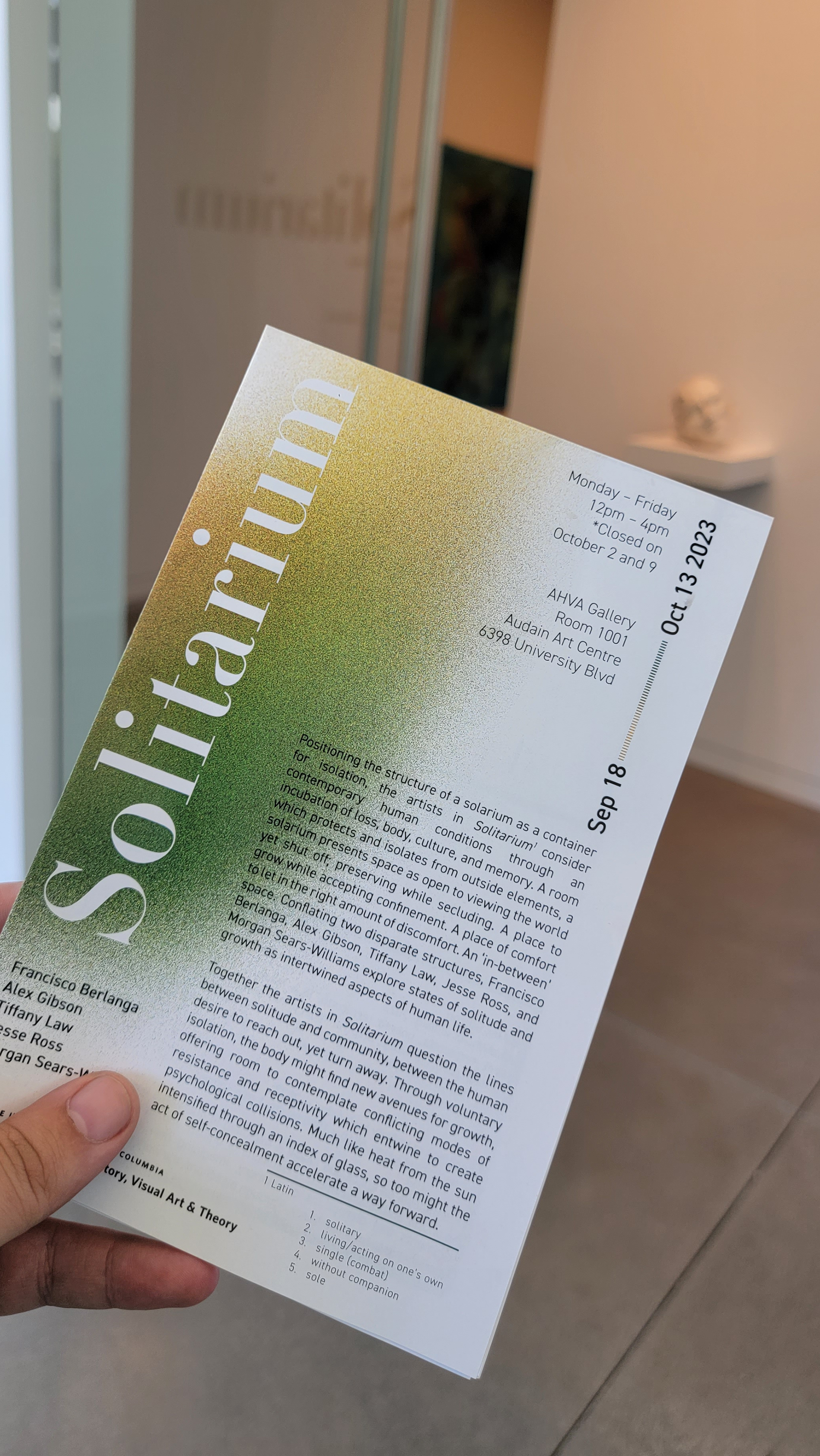 printed copy of exhibition guide