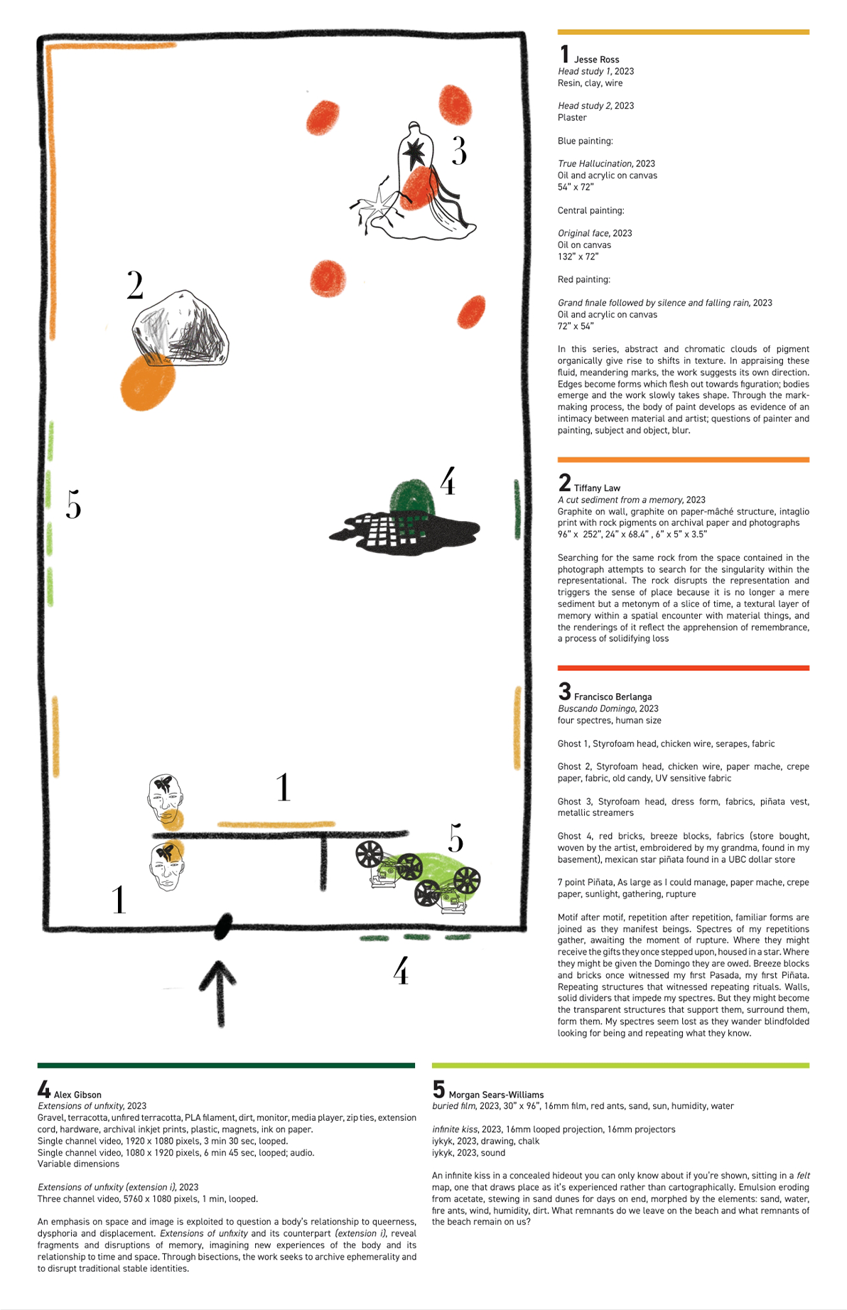 Exhibition guide map inside quarter fold