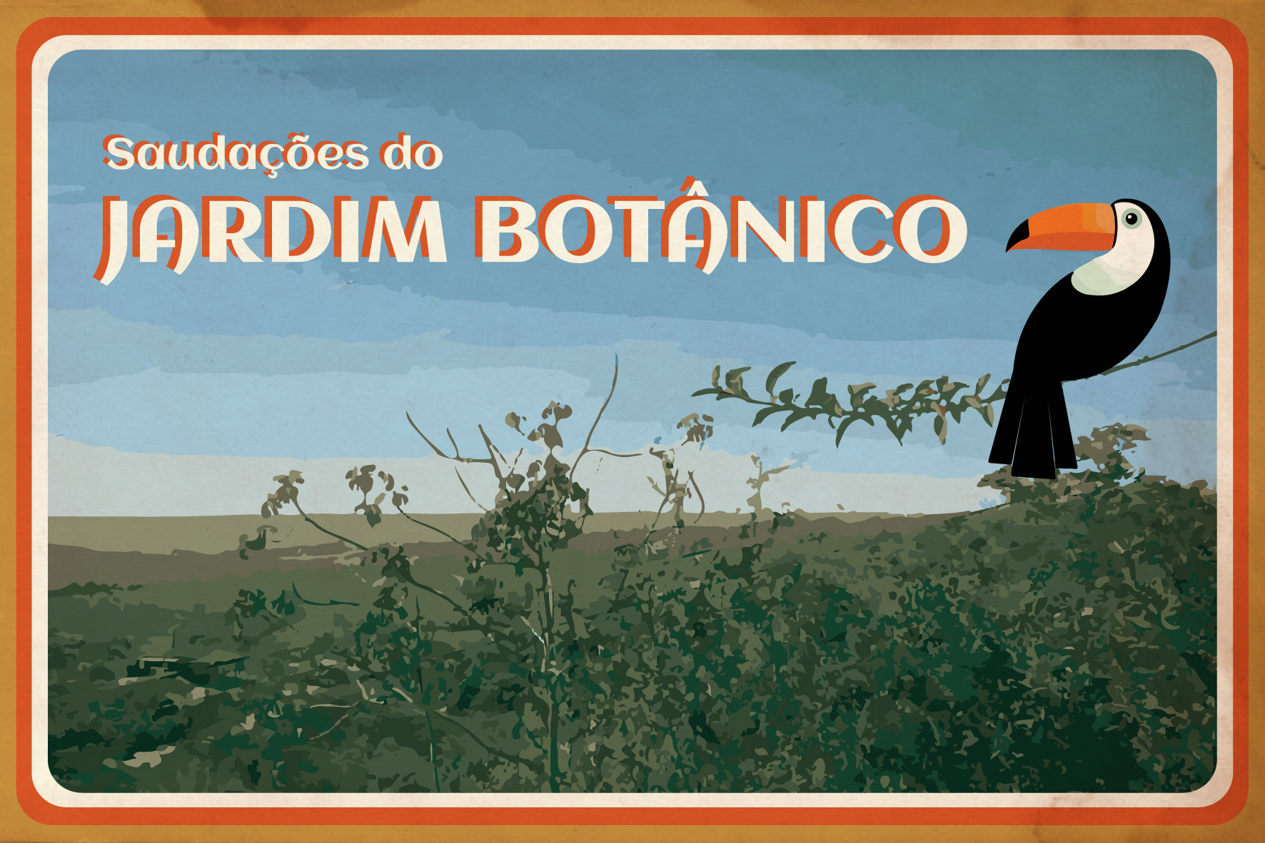 Frente do cartão postal "Saudações do Jardim Botânico" | Front of "Saudações do Jardim Botânico" postcard