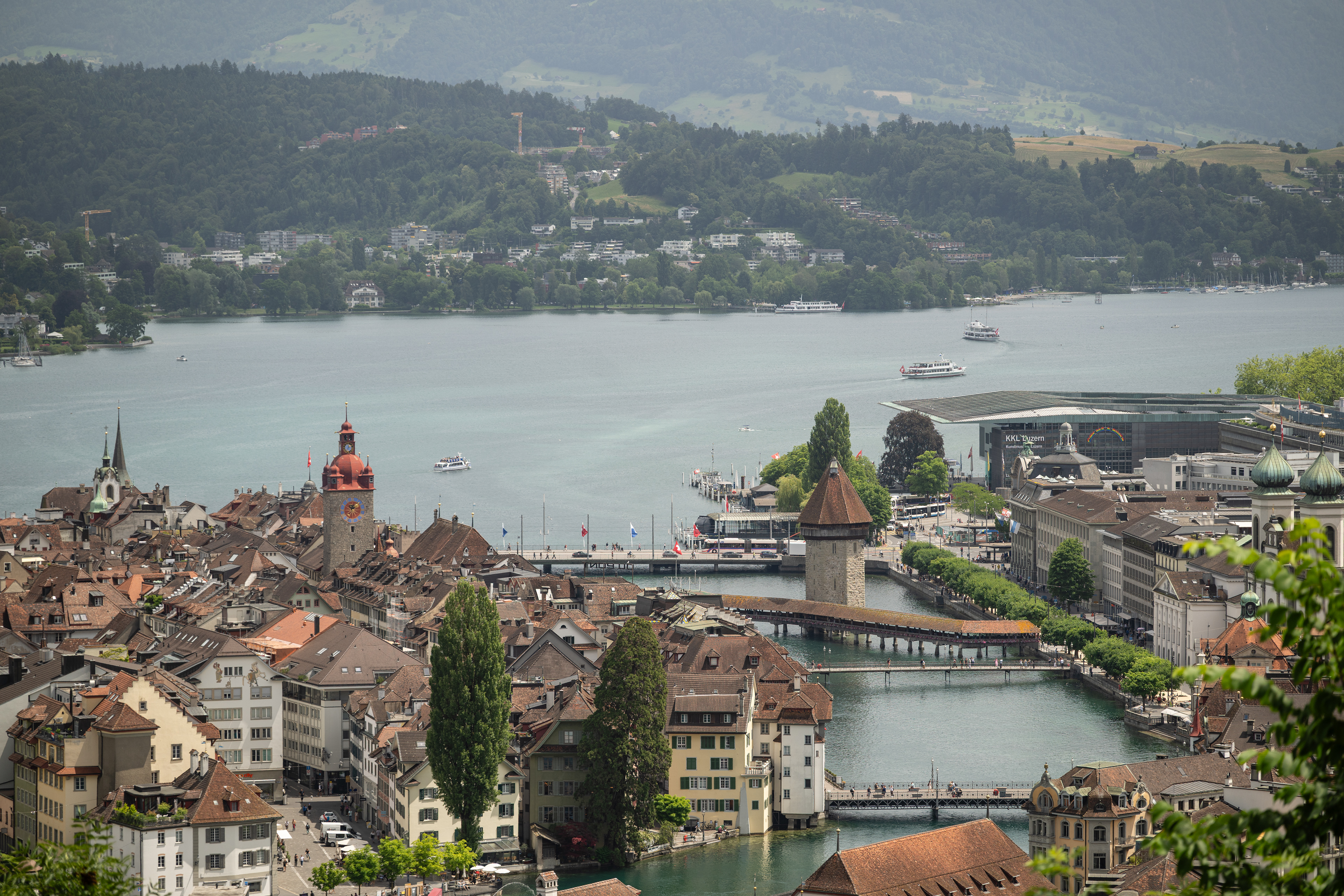 Chapel bridge, water tower, & Rathausturm, Luzern