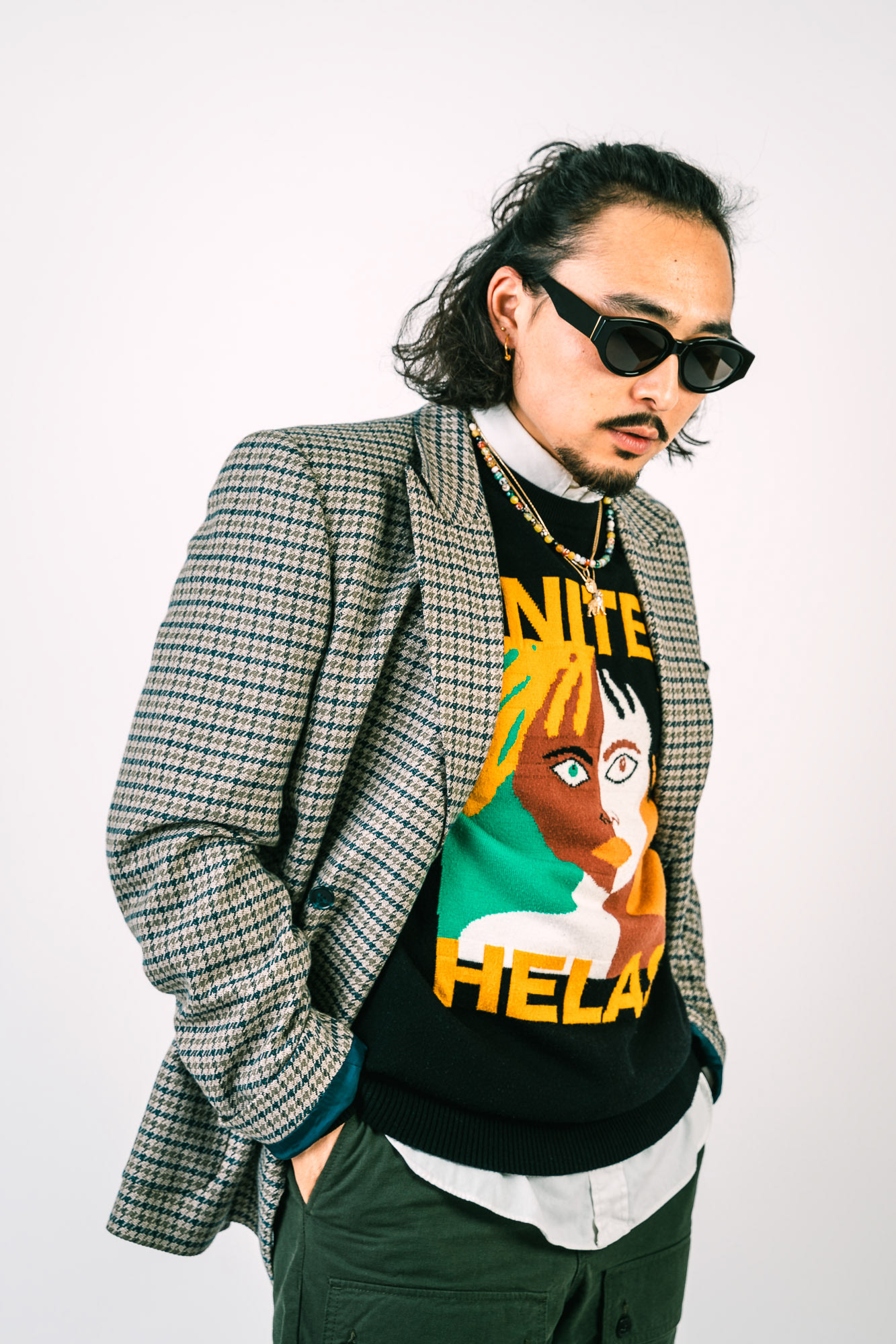 Young man photographed in a studio in Vienna for a fashion portrait