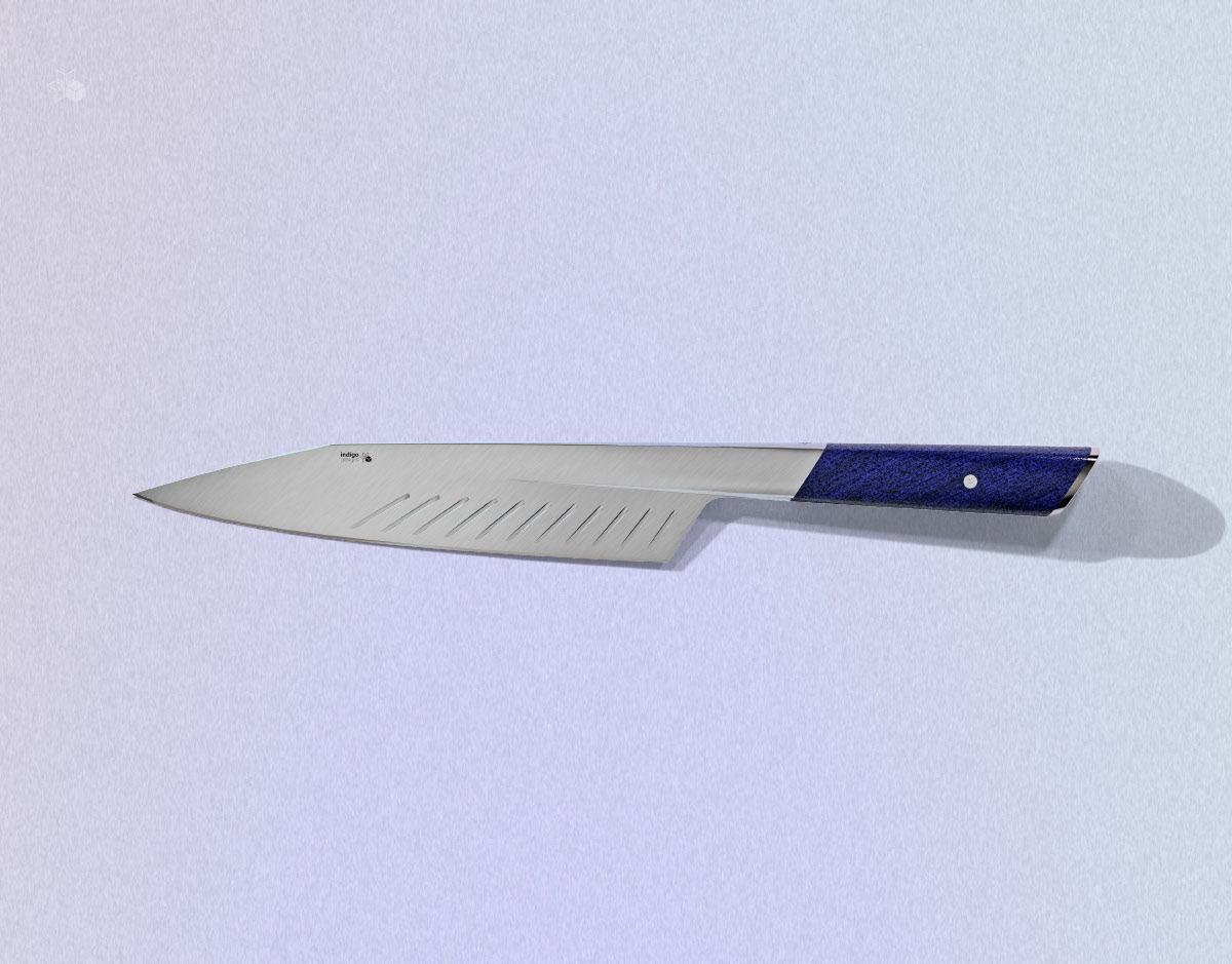 Rendu 3D du couteau universel désigné par le studio de design industriel indigo designs
