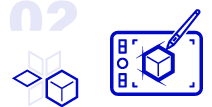 Pictogramme de la Phase 02 Création et formalisation du process de Design industriel du studio de Design industriel indigo designs