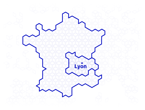 Carte de localisation à Lyon du studio de design industriel indigo designs