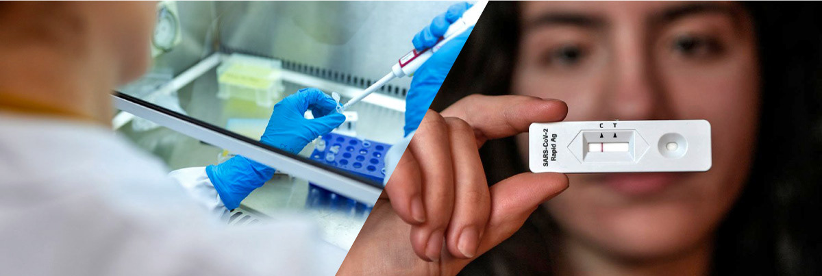 Visuel de contexte, test PCR vs test antigénique pour le dispositif de diagnostic pour tous de En Carta et Designé par le studio indigo designs