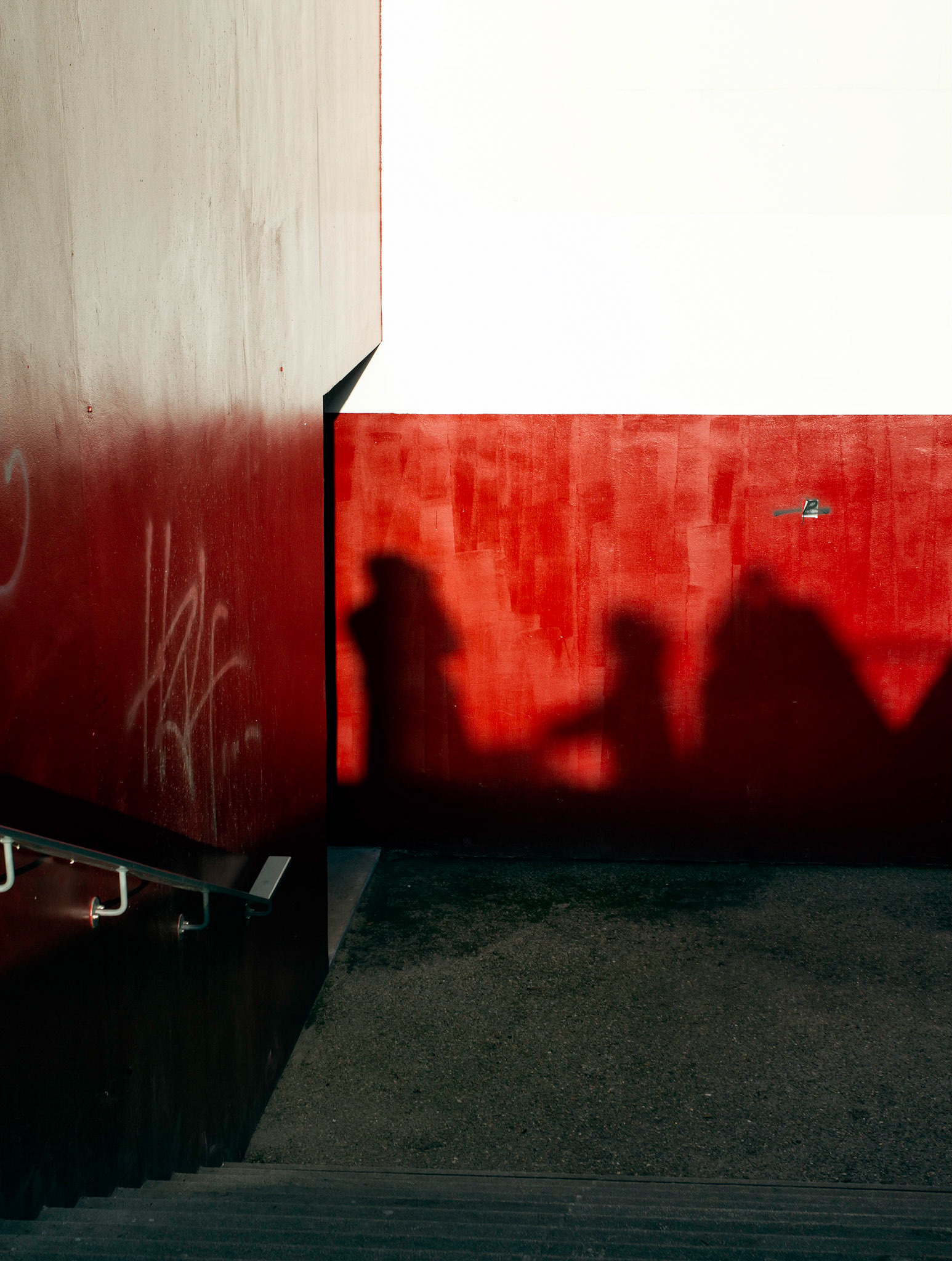 Paris : escalier de la dalle des olympiades vers la rue Nationale (13ème)