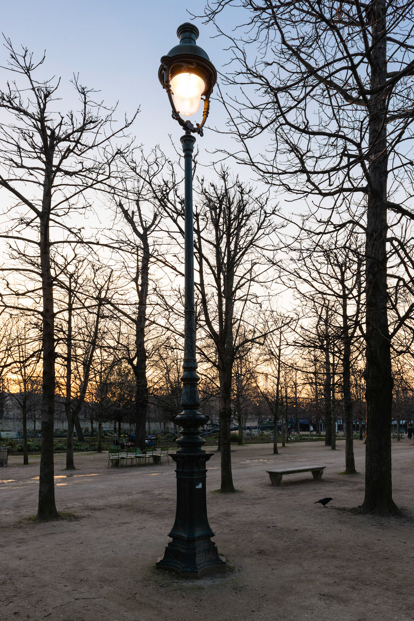 Tuileries : allumage des lampadaires