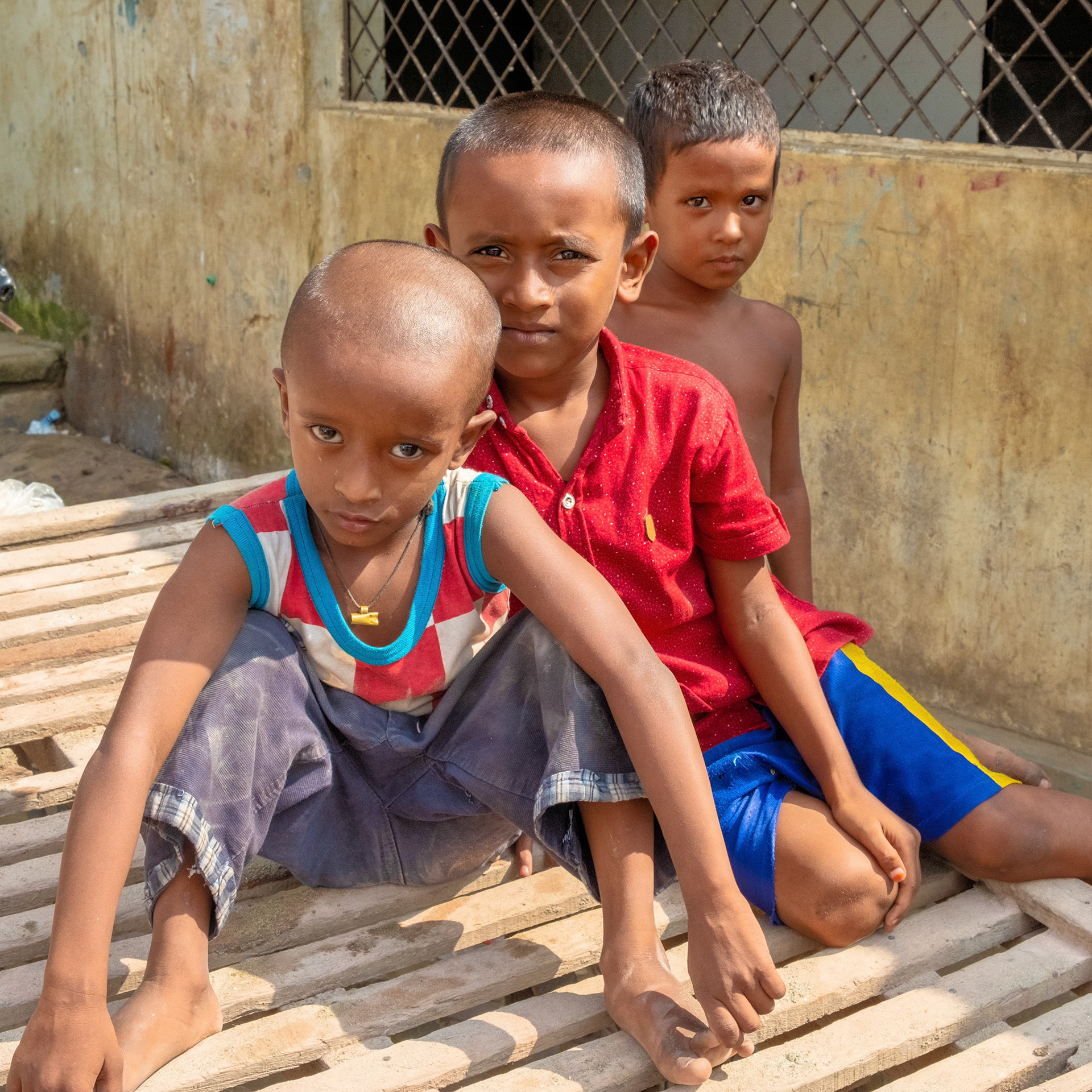 Children pose for the camera