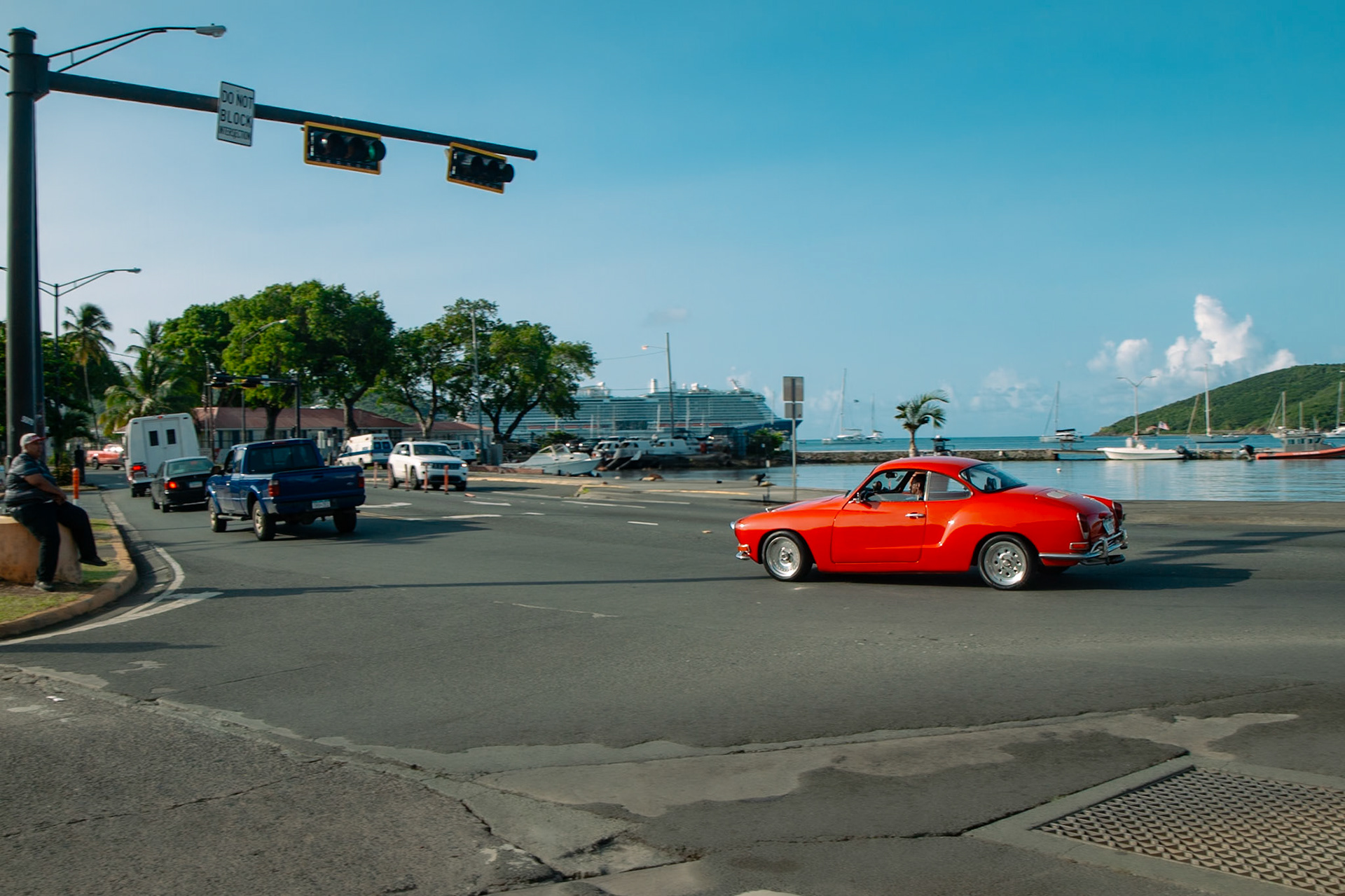 Flash of Red Along Waterfront