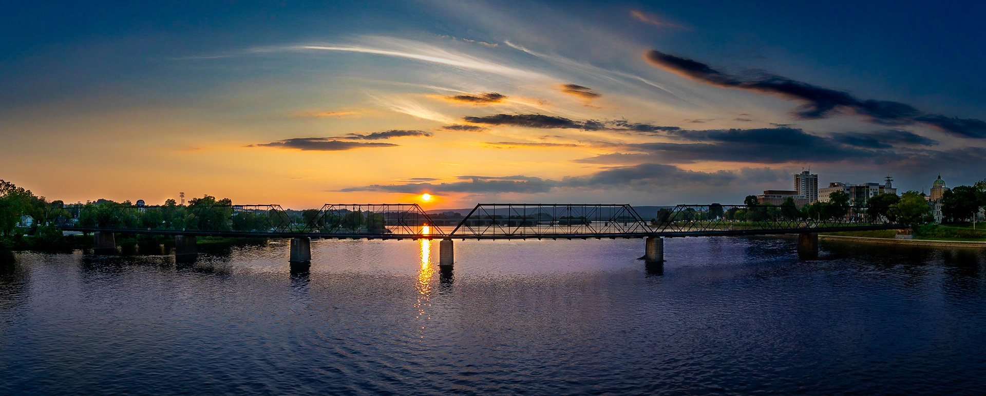 Walnut Street Bridge Sunset Panoramic