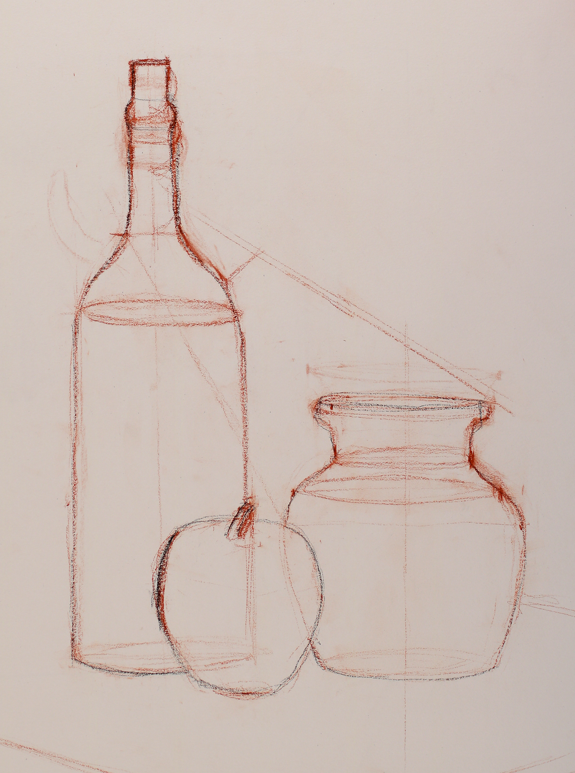 Still life studying dimensions and angles of objects in relation to other objects in the scene.