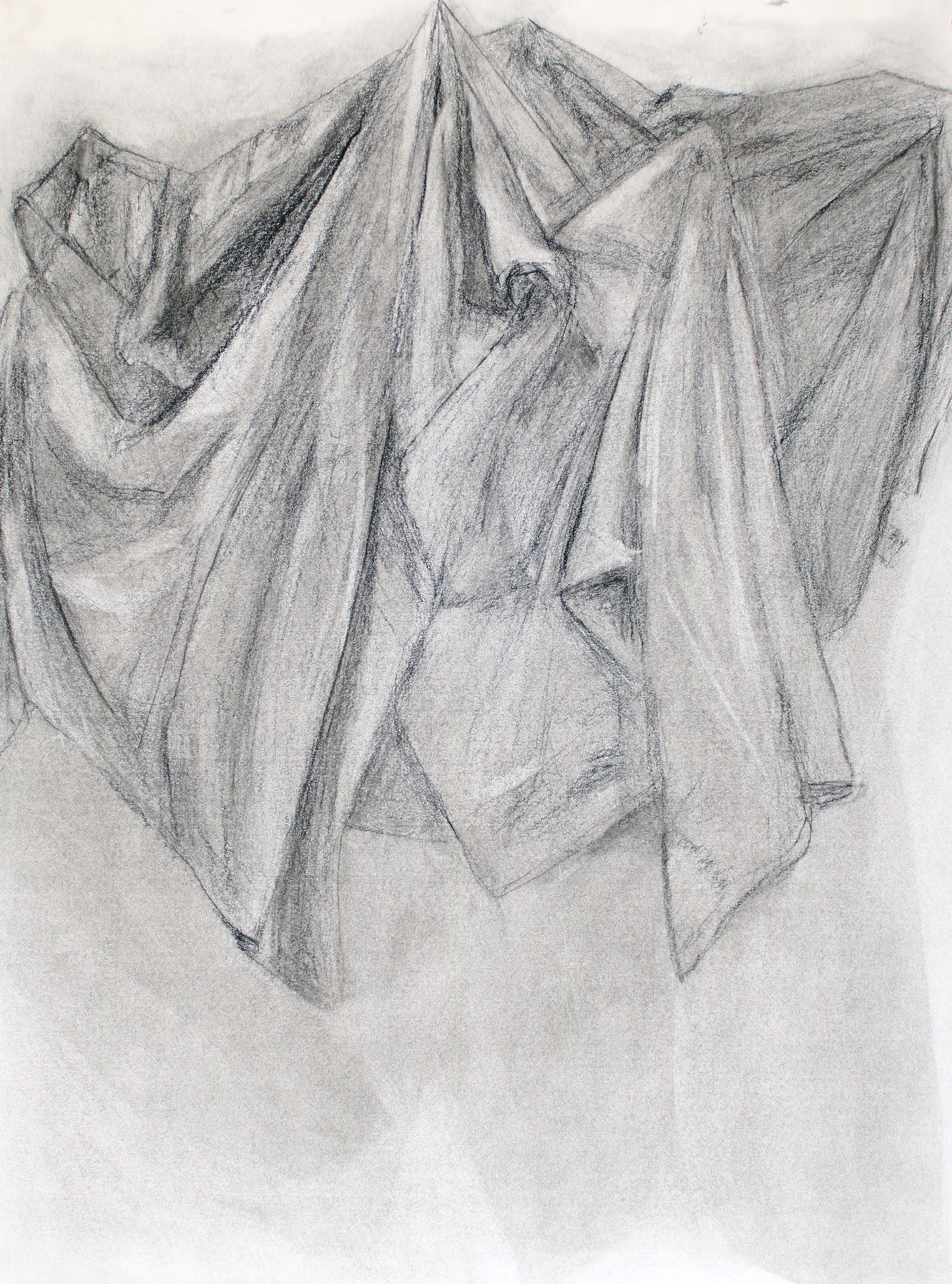 Drawing of two cloths. Focused on angles within organic shapes.
