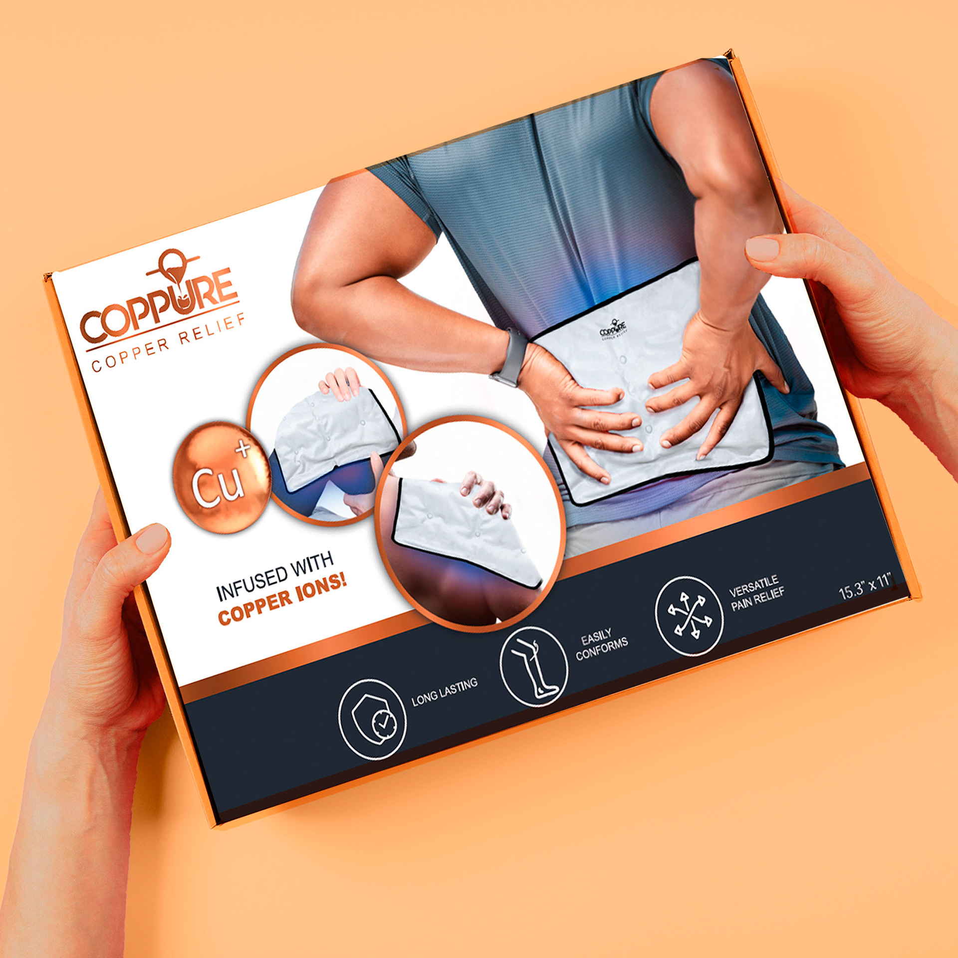 Box design for Coppure ice packs—focused on clean visuals and clear messaging so customers know exactly what they’re getting right away.