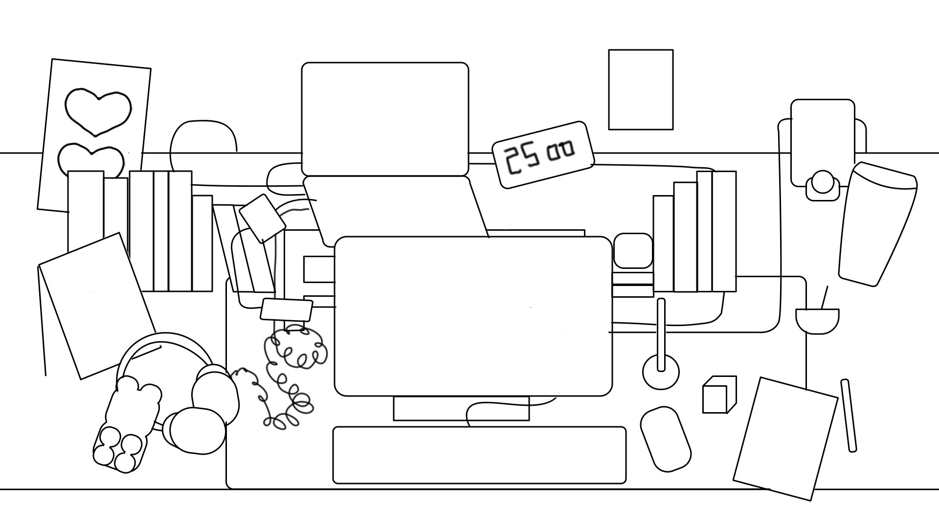 Line work abstracting shapes