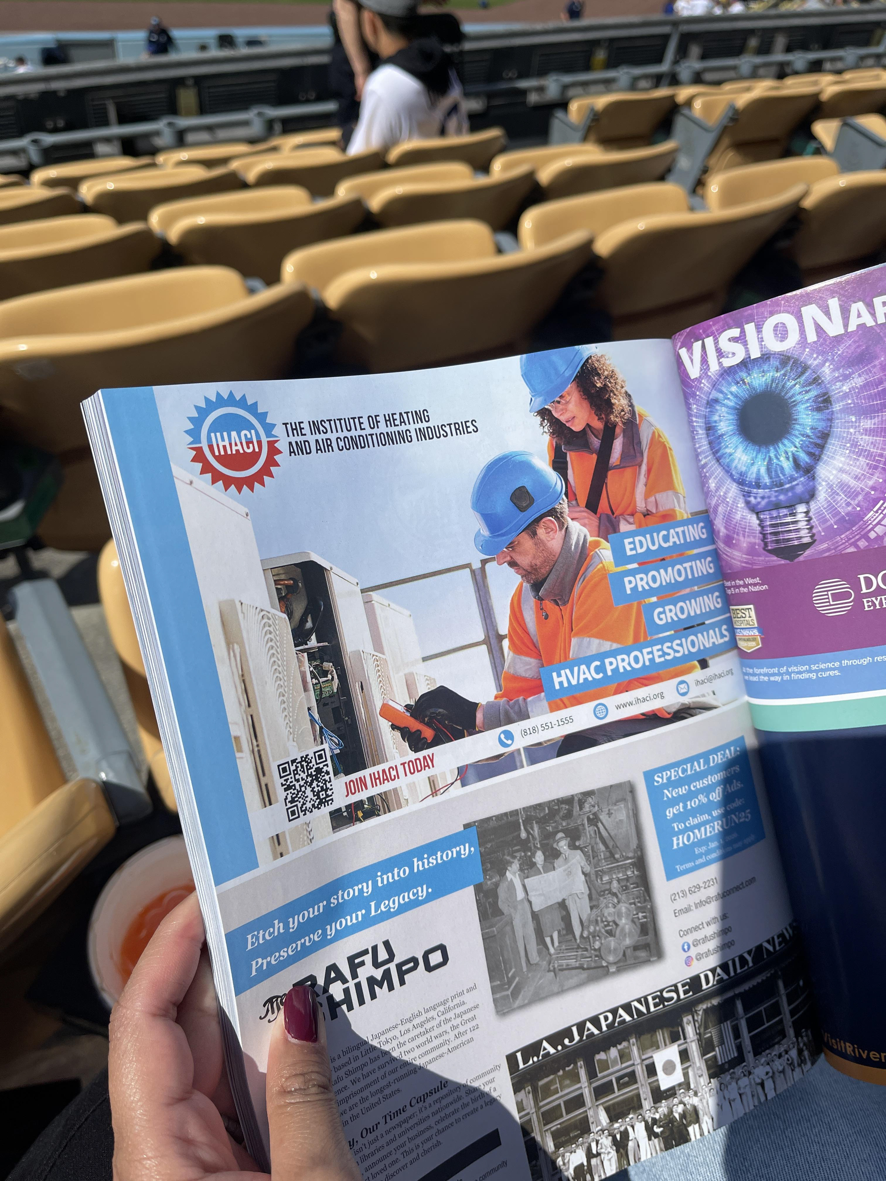 My IHACI brnad redesign and ad made it all the way to Dodger Stadium.