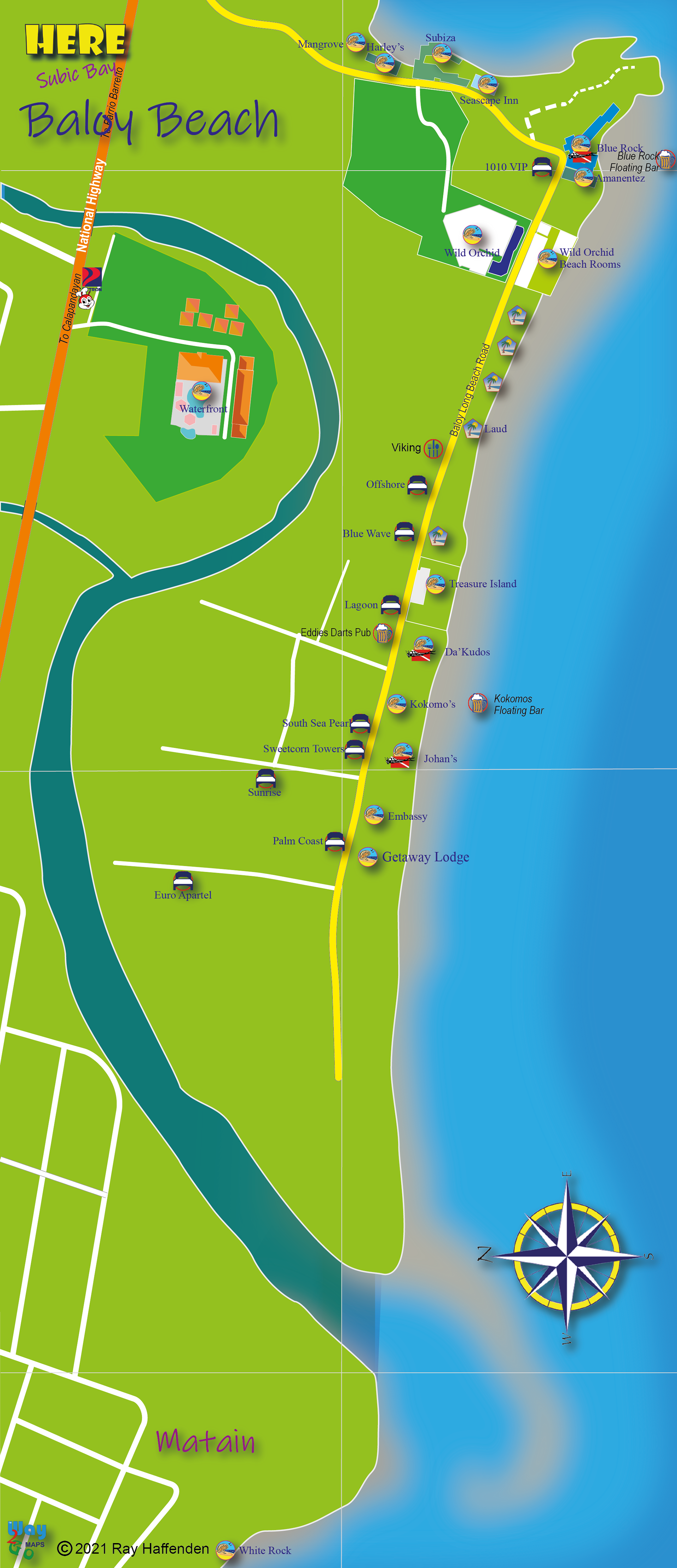 Map of Baloy Beach, Subic Bay 2021