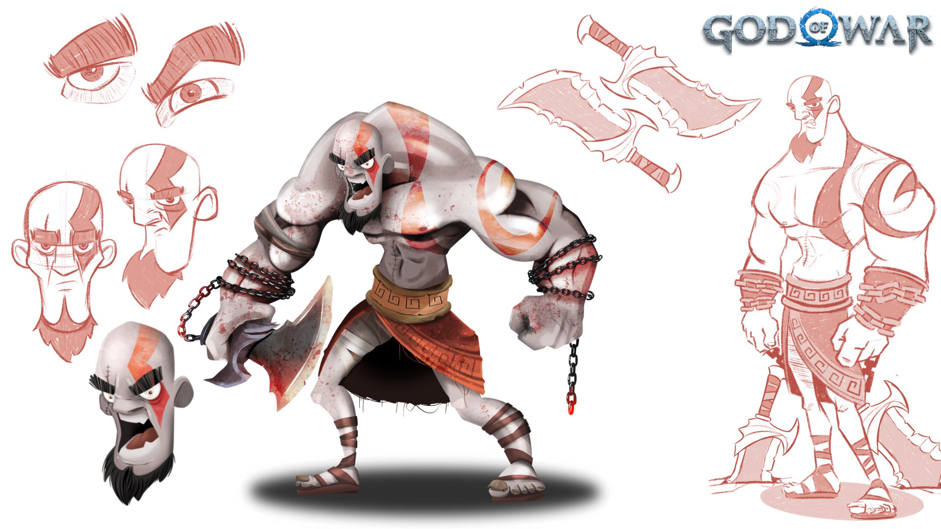Classic God of War Kratos. Illustrated on Procreate.