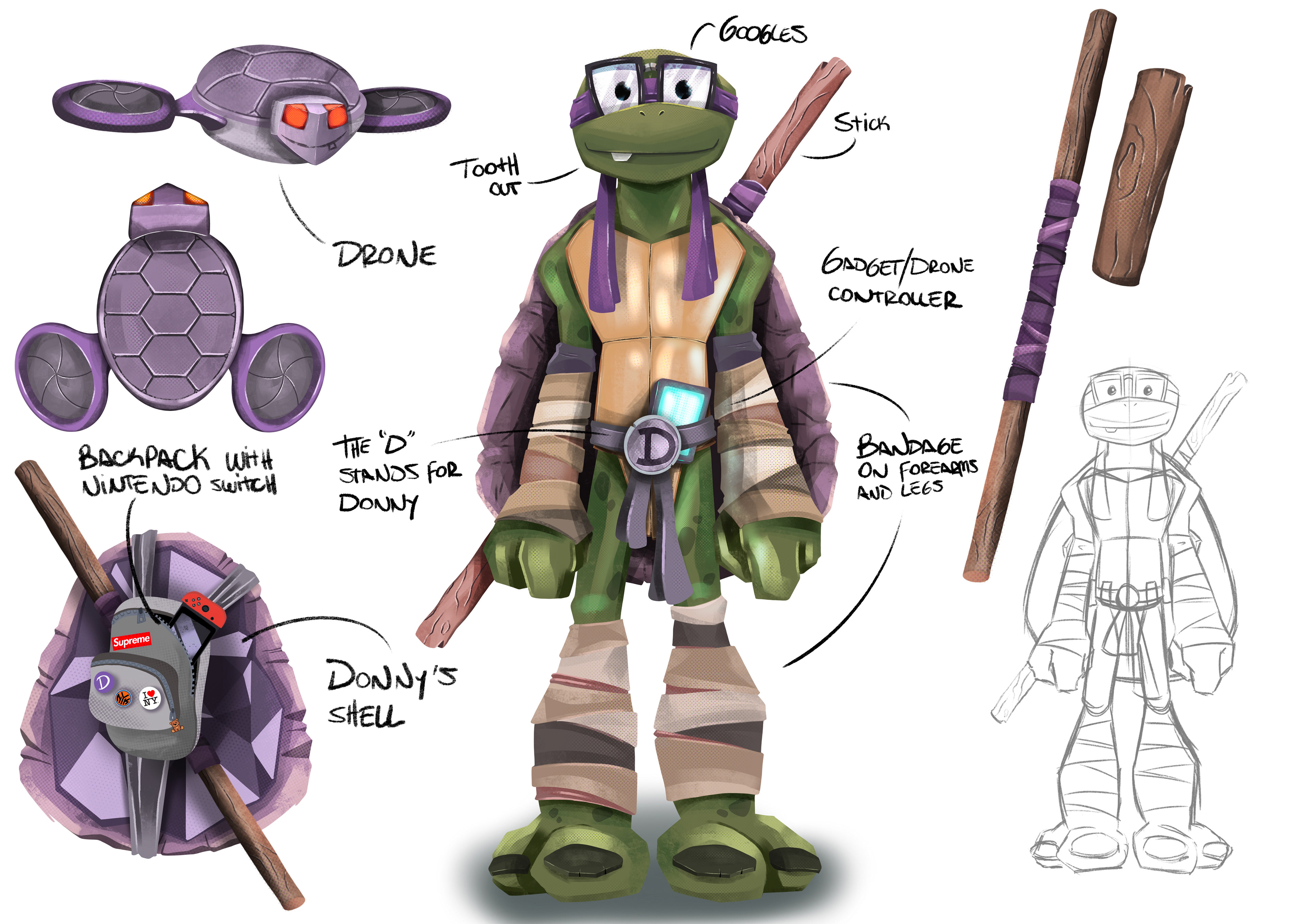 Donatello character exploration. Illustrated on Procreate.