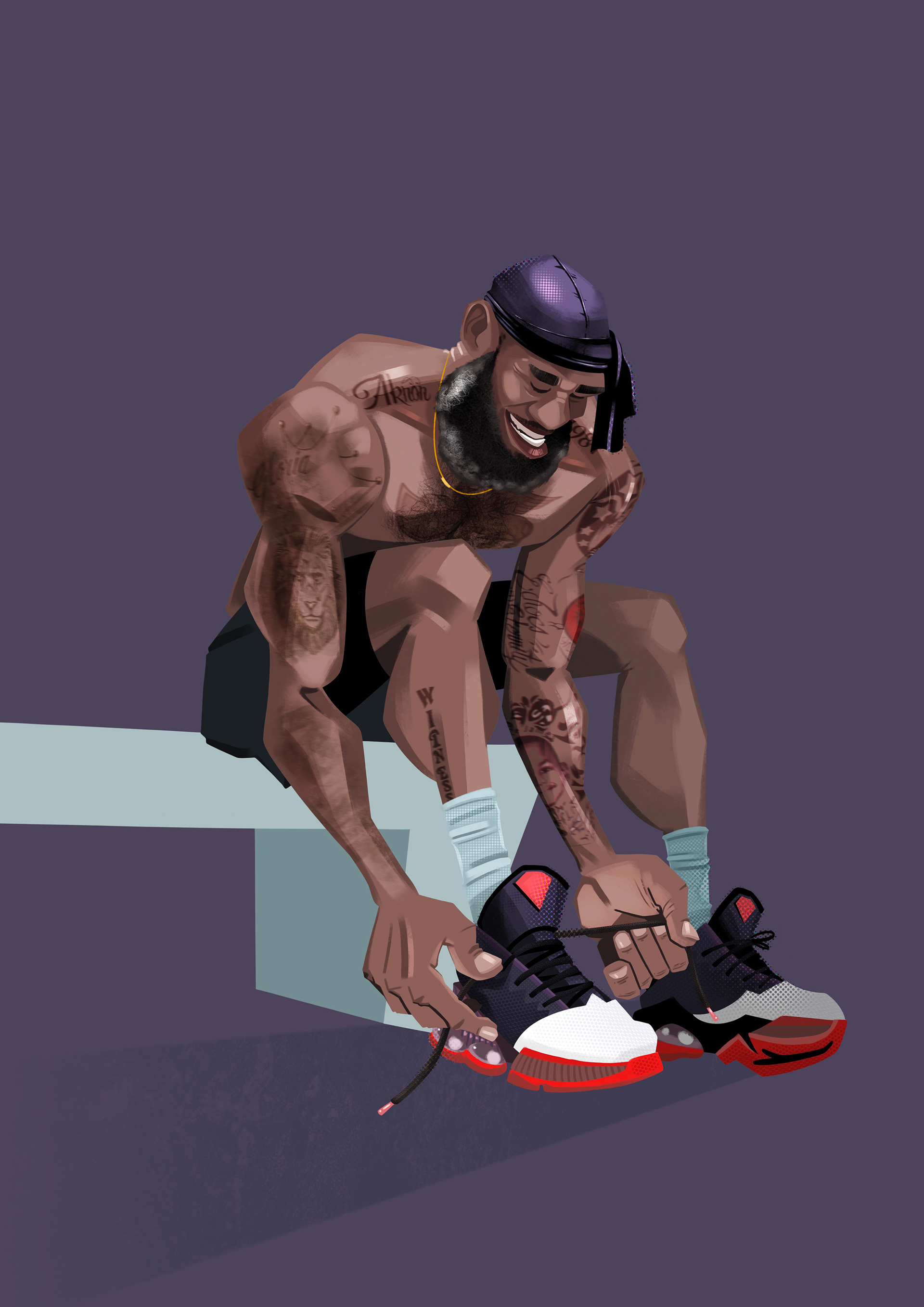Pre-season LeBron. Illustrated on Procreate.
