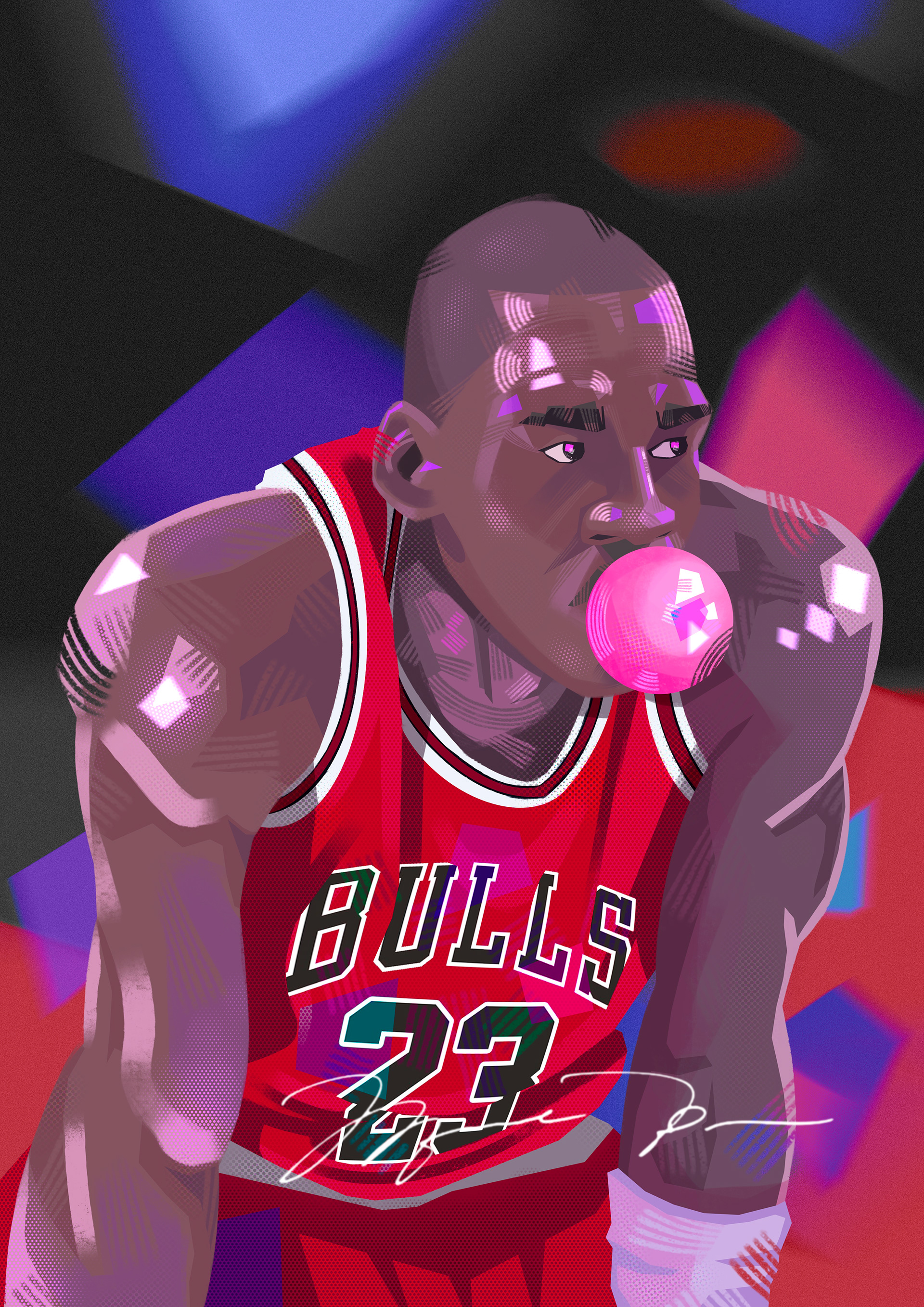Michael Jordan. Illustrated on Procreate.