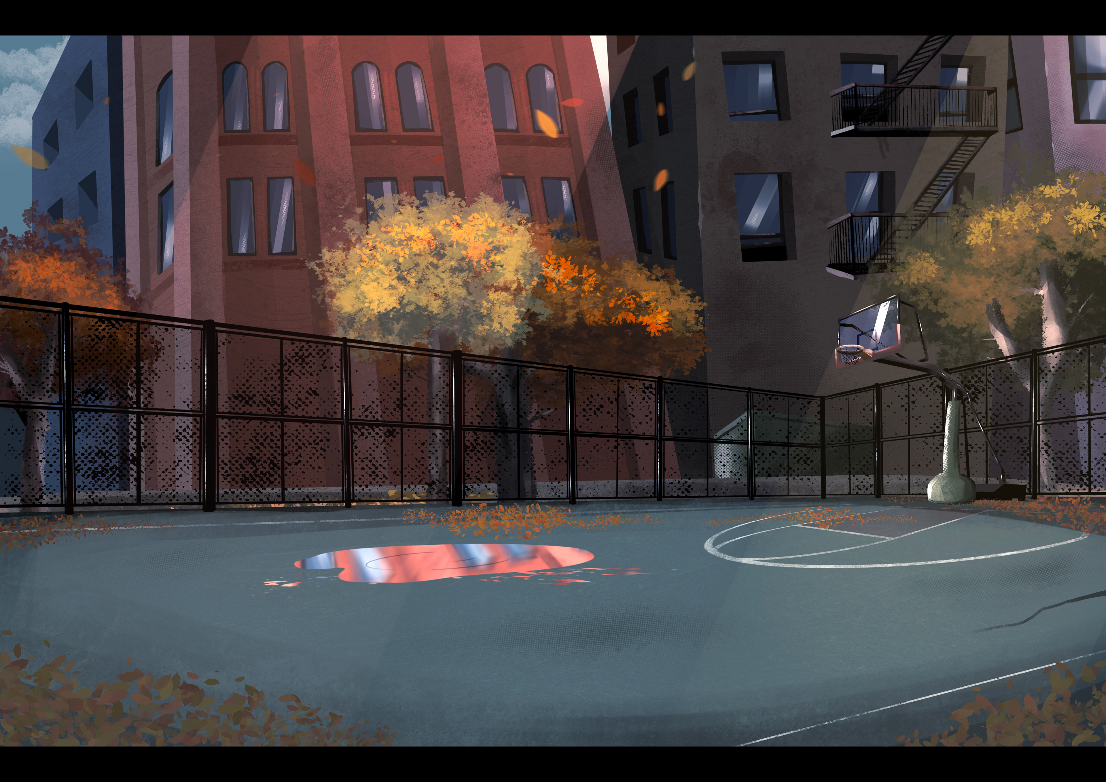 New York's basketball court concept art. Illustrated on Procreate.