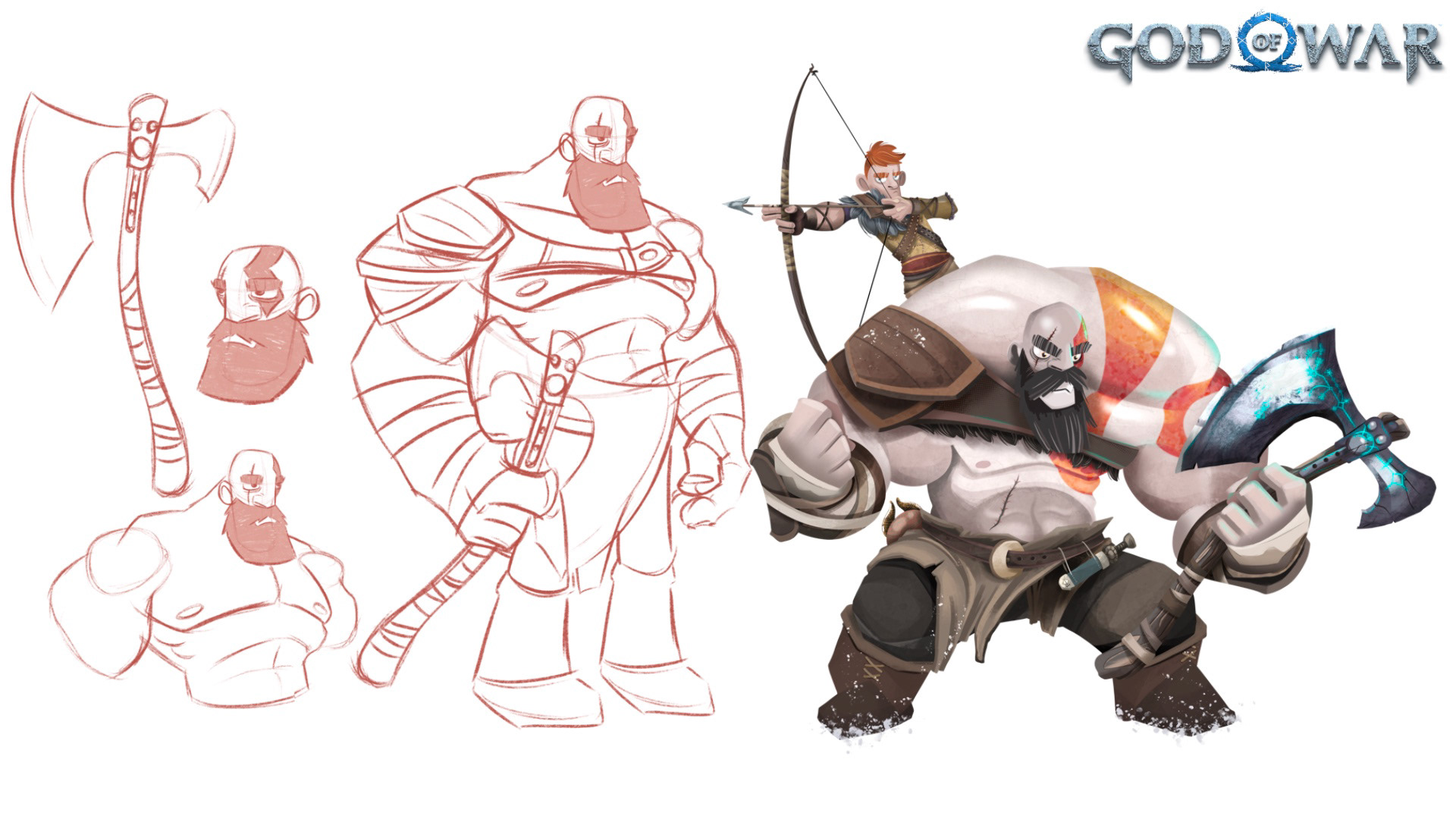 God of War Kratos & Atreus. Illustrated on Procreate.